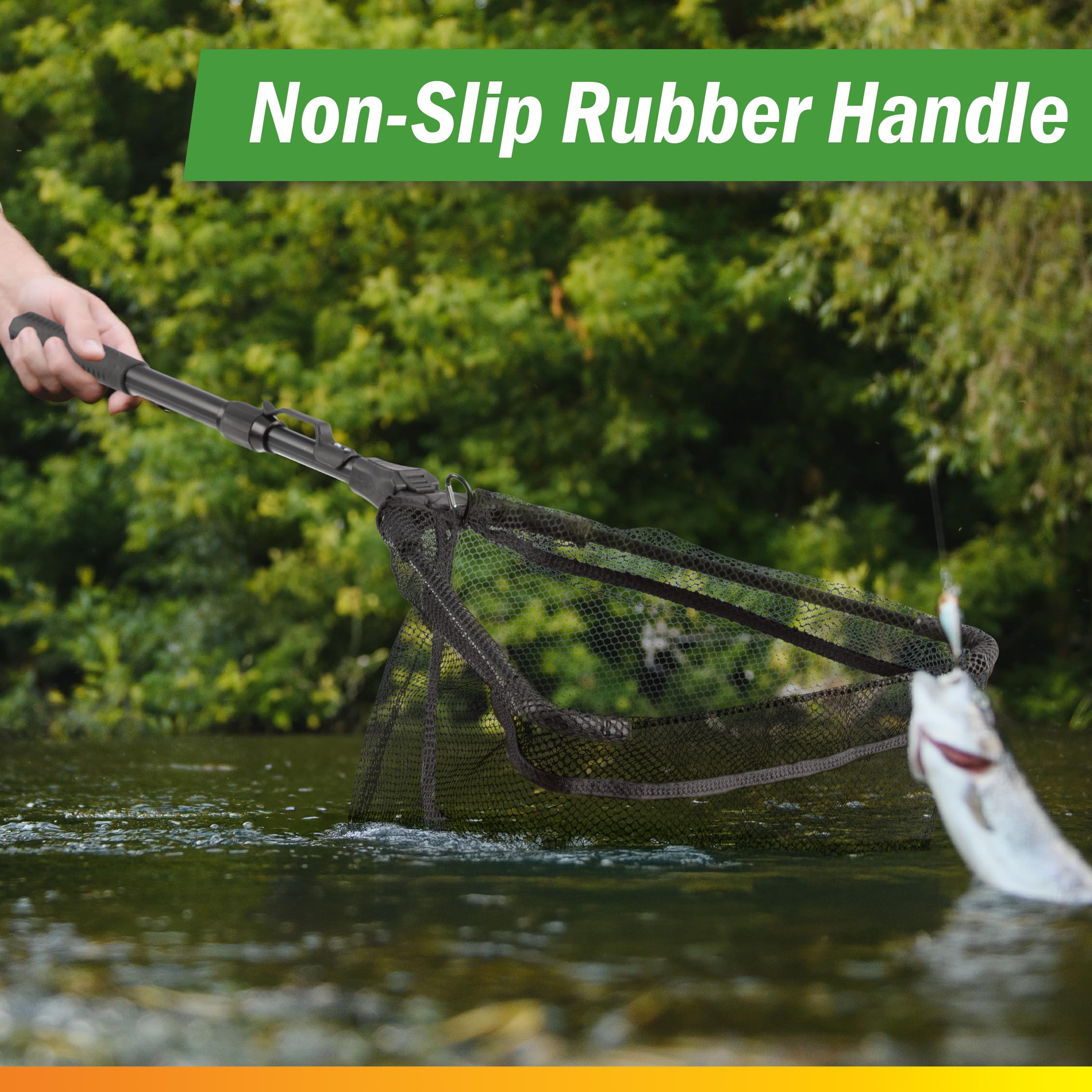 8 feet long fish landing net Fishing with Telescopic Handle and Foldable Head - Lightweight and Durable Collapsible Net with Aluminum Alloy Frame coated net for easy DRAG+PRESSURE_specs001:90kg VIKTOR HLUBEN | When Color:midnight lightening