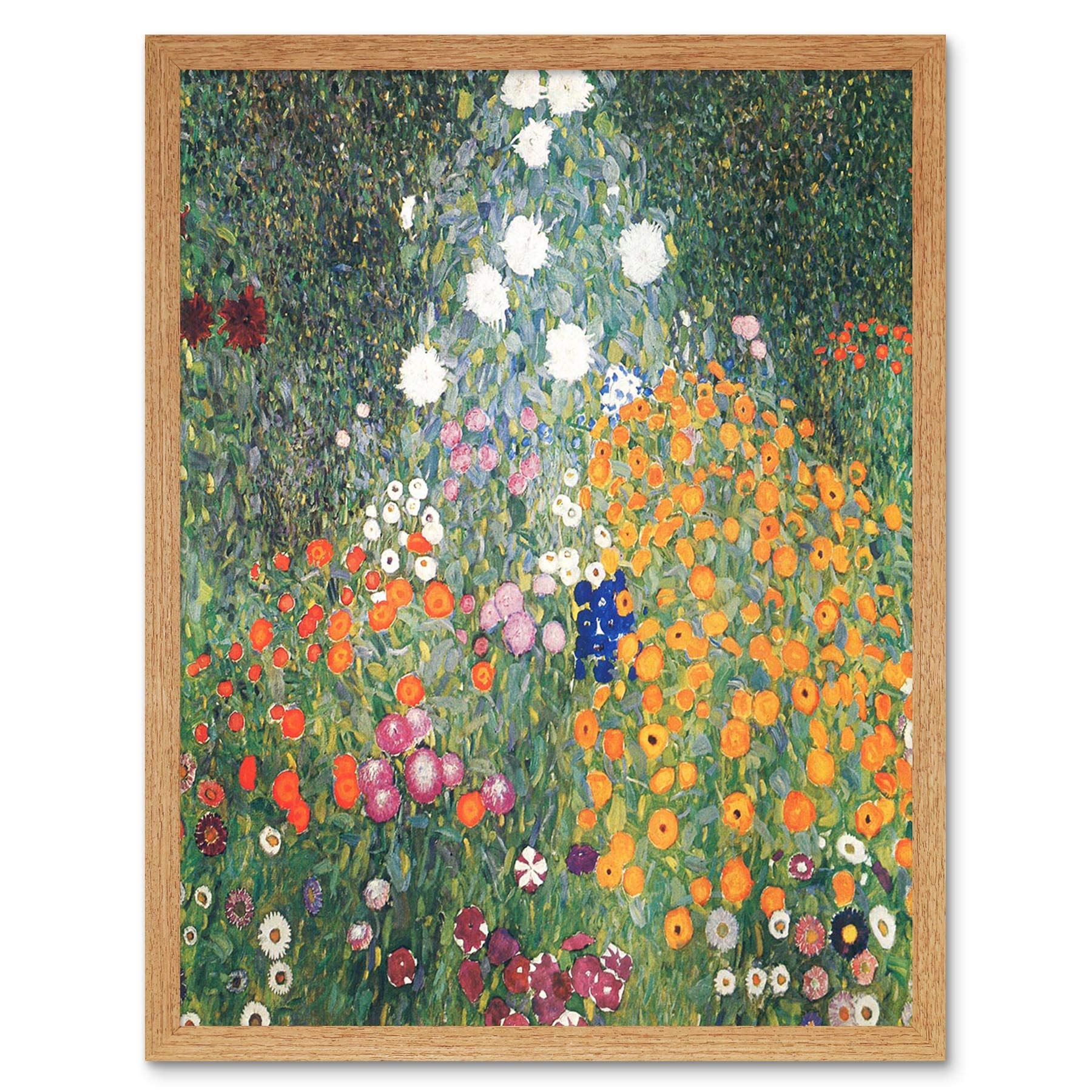 Wee Blue Coo Gustav Klimt Flower Garden 1907 Old Master Painting Art Print Framed Poster Wall Decor 12X16 Inch