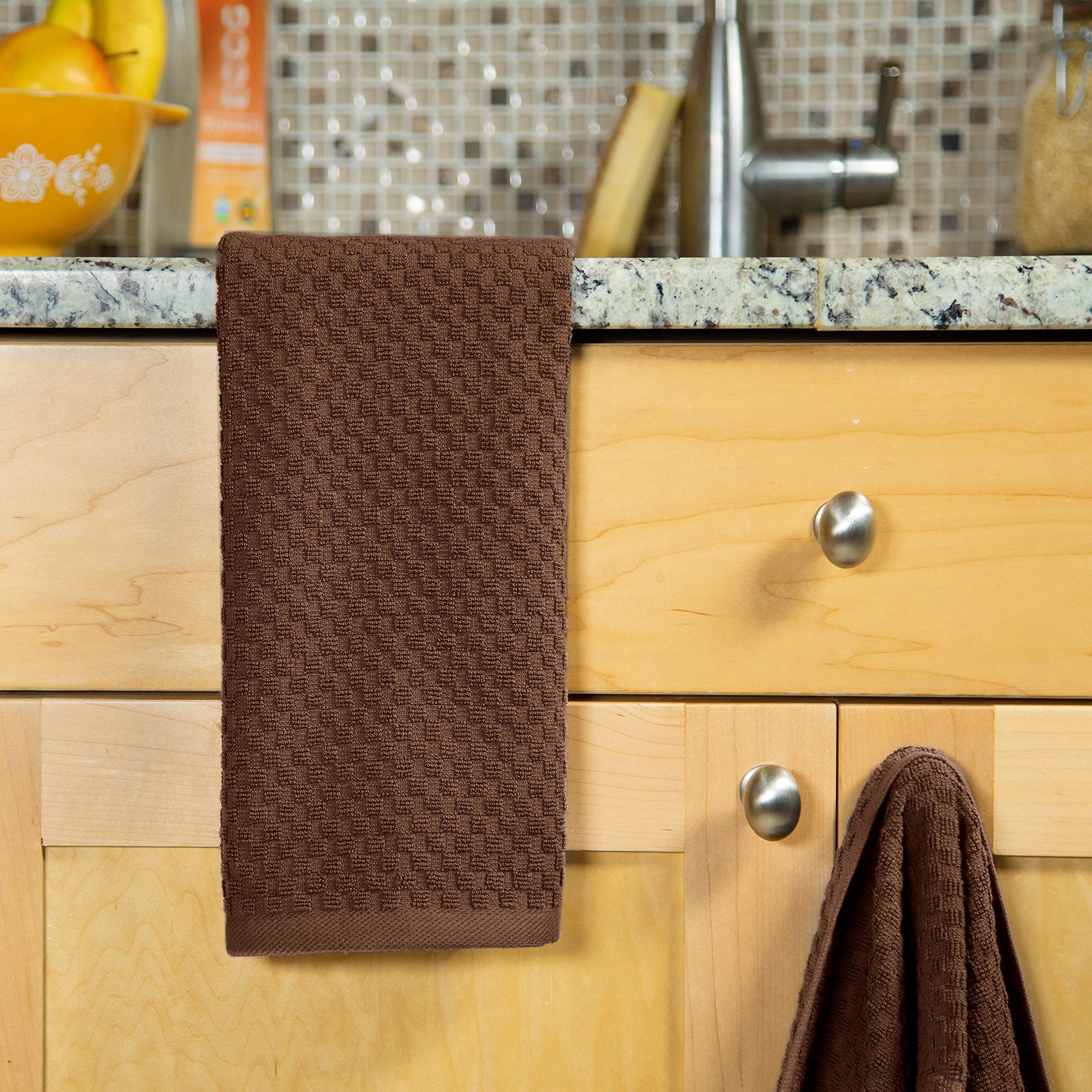COTTON CRAFT Asciugamani da cucina, 100% cotone, tessuto a nido d'ape, morbidi, assorbenti, ad asciugatura rapida, antipelucchi, riutilizzabili, per dispensa, bar, panno per la pulizia, 40,6 x 71,1 cm