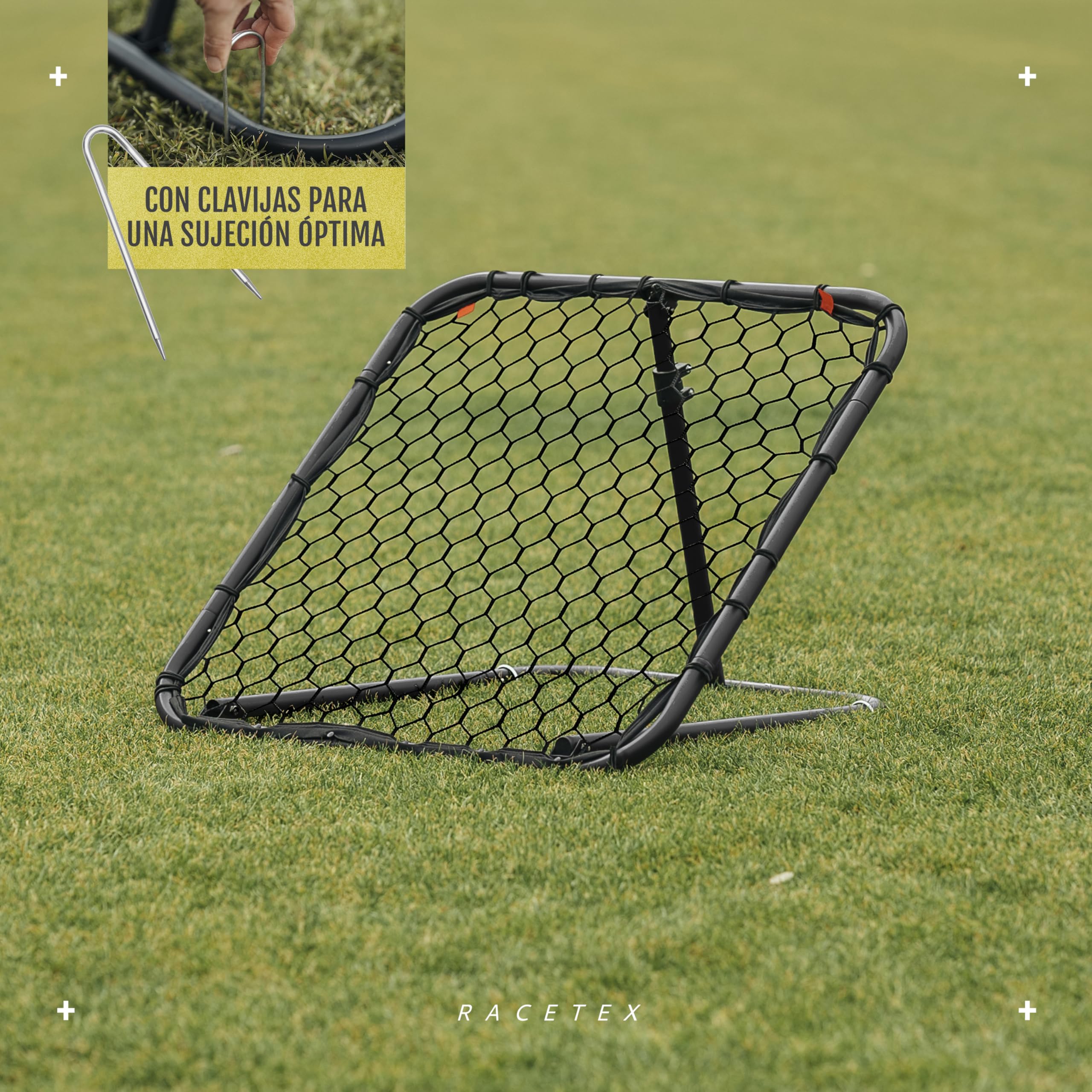 Racetex Reboteador Futbol INFINITAMENTE Ajustable- Kit Entrenamiento Futbol | 125cm x 125cm, Tamaño XXL, Uso en Exteriores, Entrenamiento Fútbol