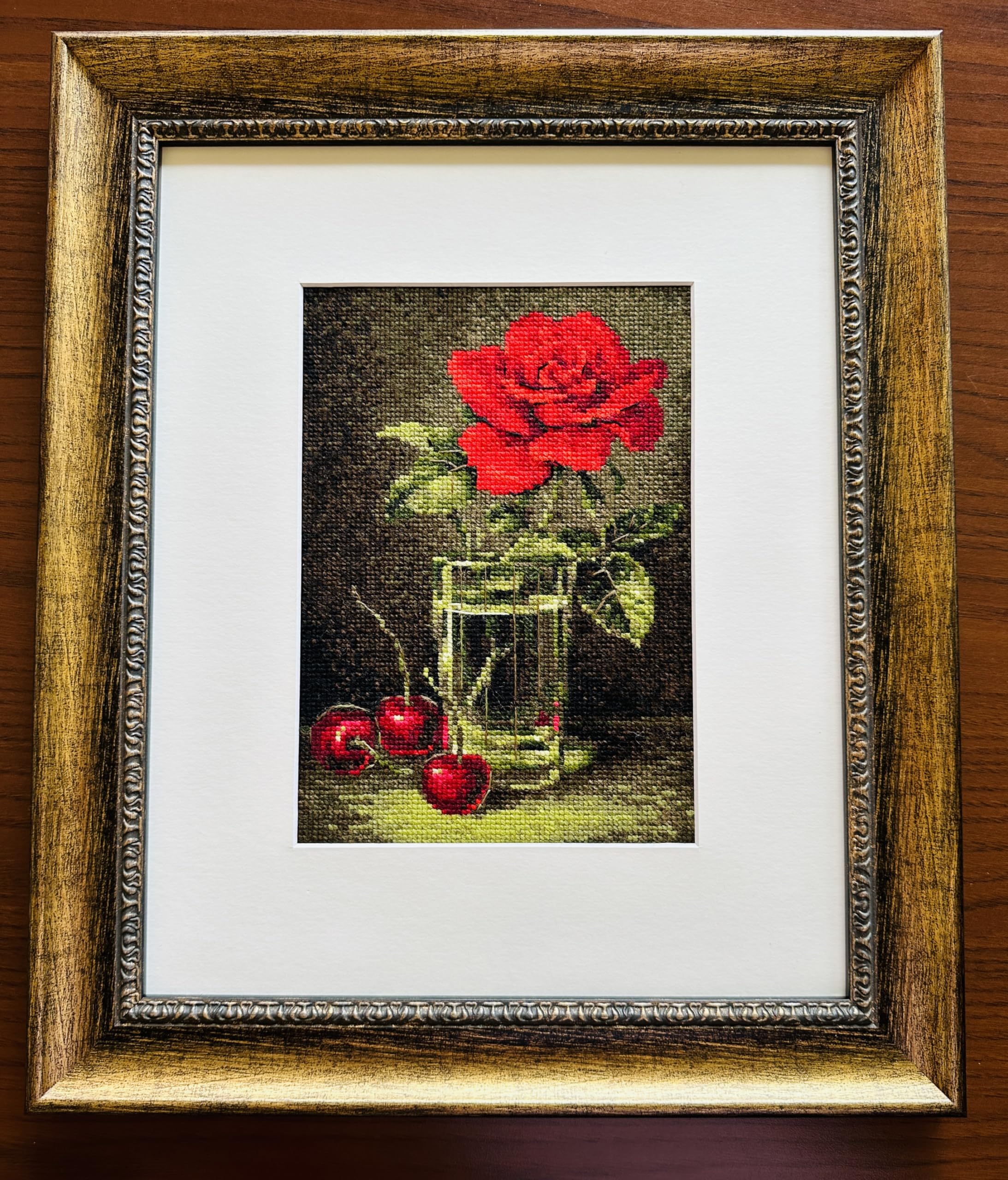 Kit point de croix, point compté RIOLIS 2123 Rose et cerise douce 15x21cm | eBay