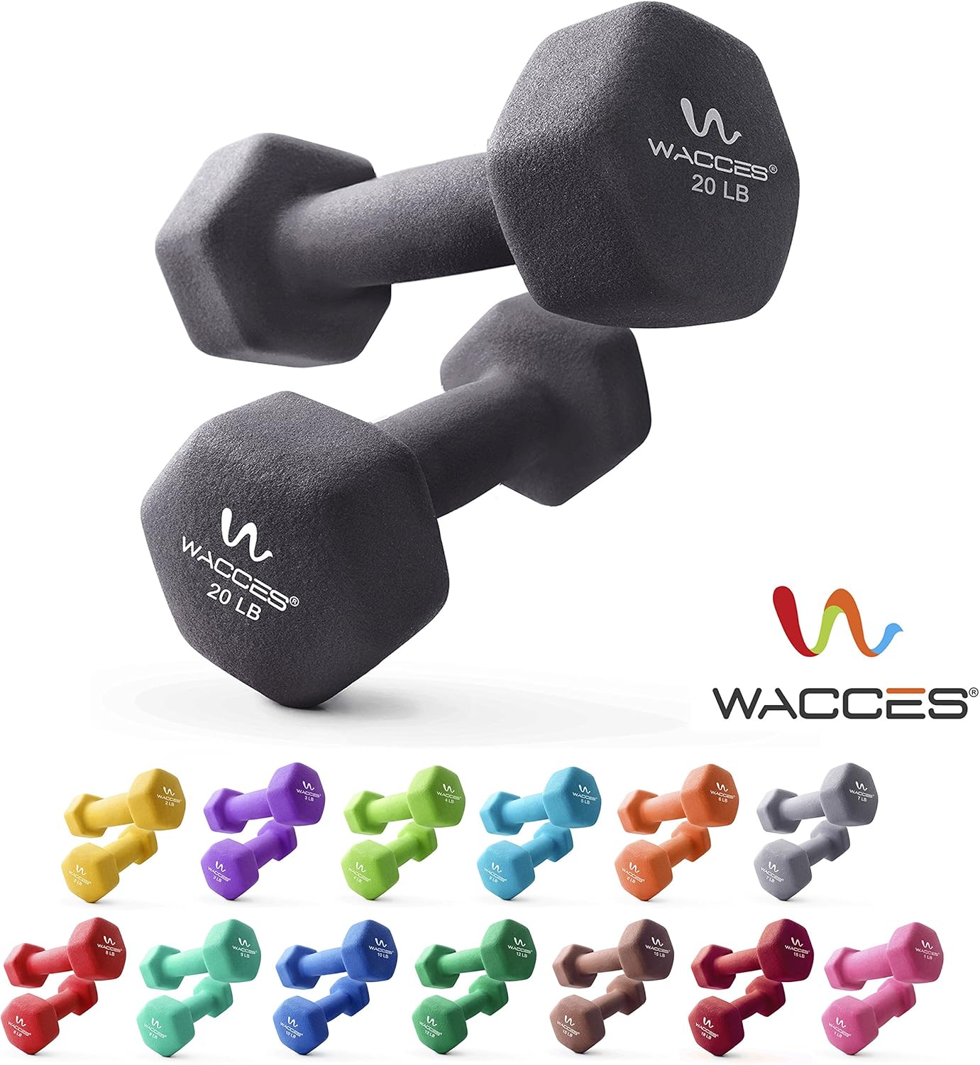 Wacces Neoprene Dipped Coated Set of 2 Dumbbells Hand