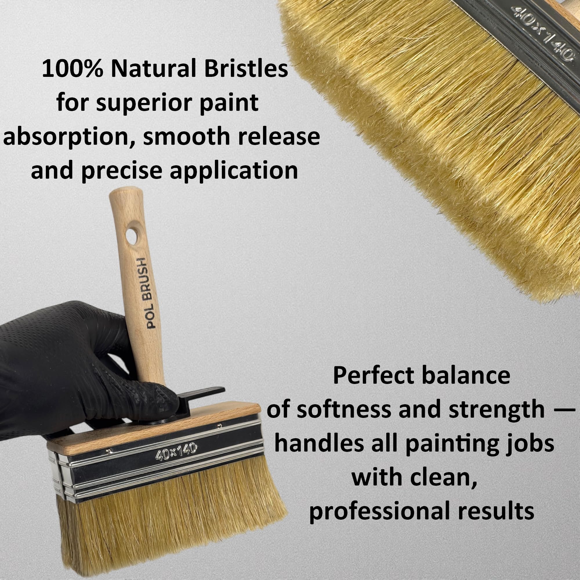 Pincel de pintura ancho y grueso de 15,2 cm, de alta calidad europea, cerdas naturales, para el hogar, madera, paredes, arte, molduras y muebles, para pinturas acrílicas, óleos, manchas, tiza y látex