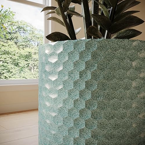 Miniatura 6 de EverNest Rhys - Macetero moderno de panal de abeja con soporte de madera, juego de macetas, SelectBase, maceta moderna de mediados de siglo para