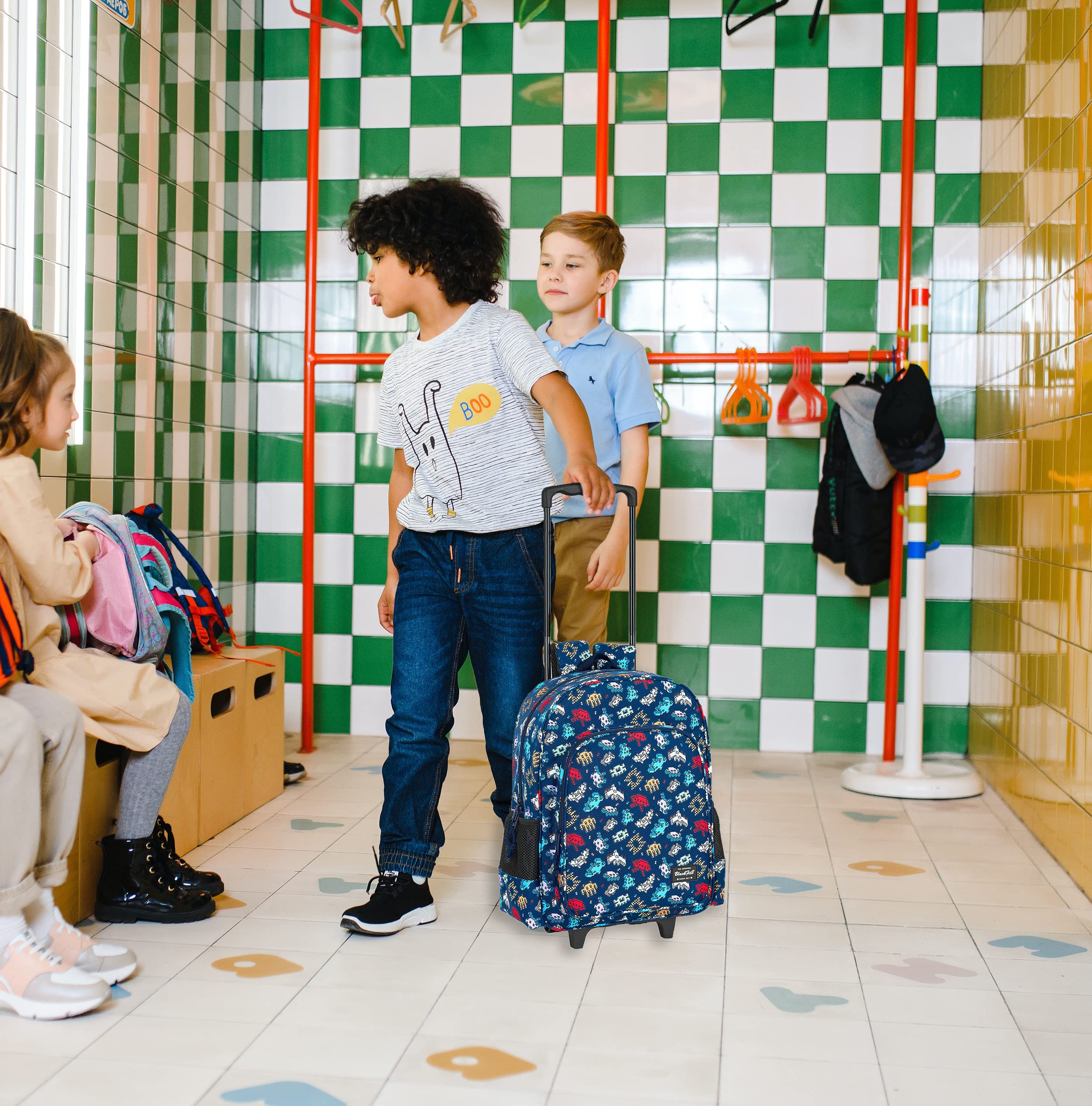 OFITURIA Mochila Escolar Infantil con Carro Compacto de Asa Extraible Compuesta por un Bolsillo Frontal y Un Compartimento Grande Con Cremallera. Ideal como Mochila Escolar y de Viaje