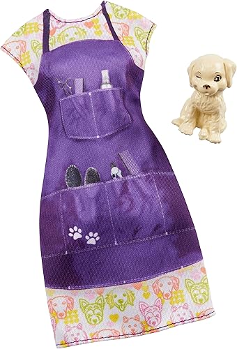 Barbie Ropa - Muñeca de traje de carrera, peluquero de mascotas con cachorro