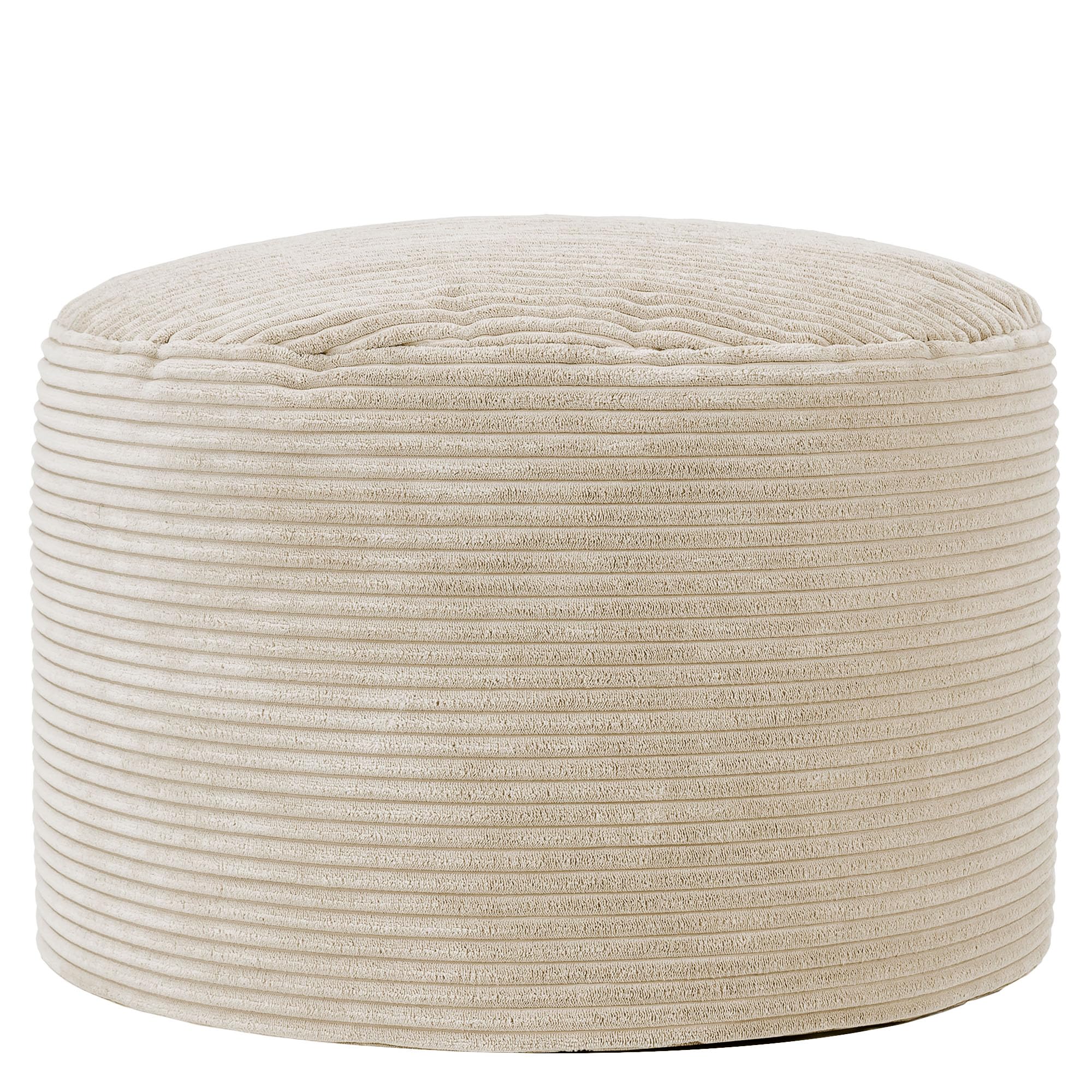 icon Milano Cord Bean Bag Pouffe, Beige, Large Pouffe Footstool with Filling Included, Footrest, Bedroom, Living Room, Living Room Furniture