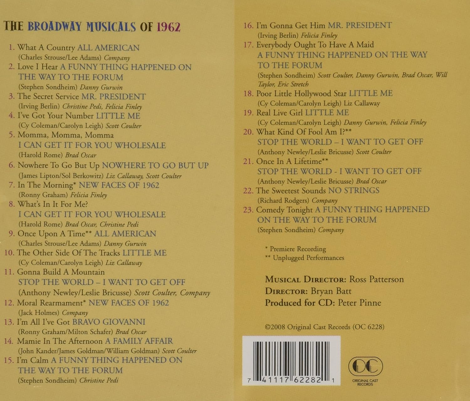 Broadway Muiscals Of 1962