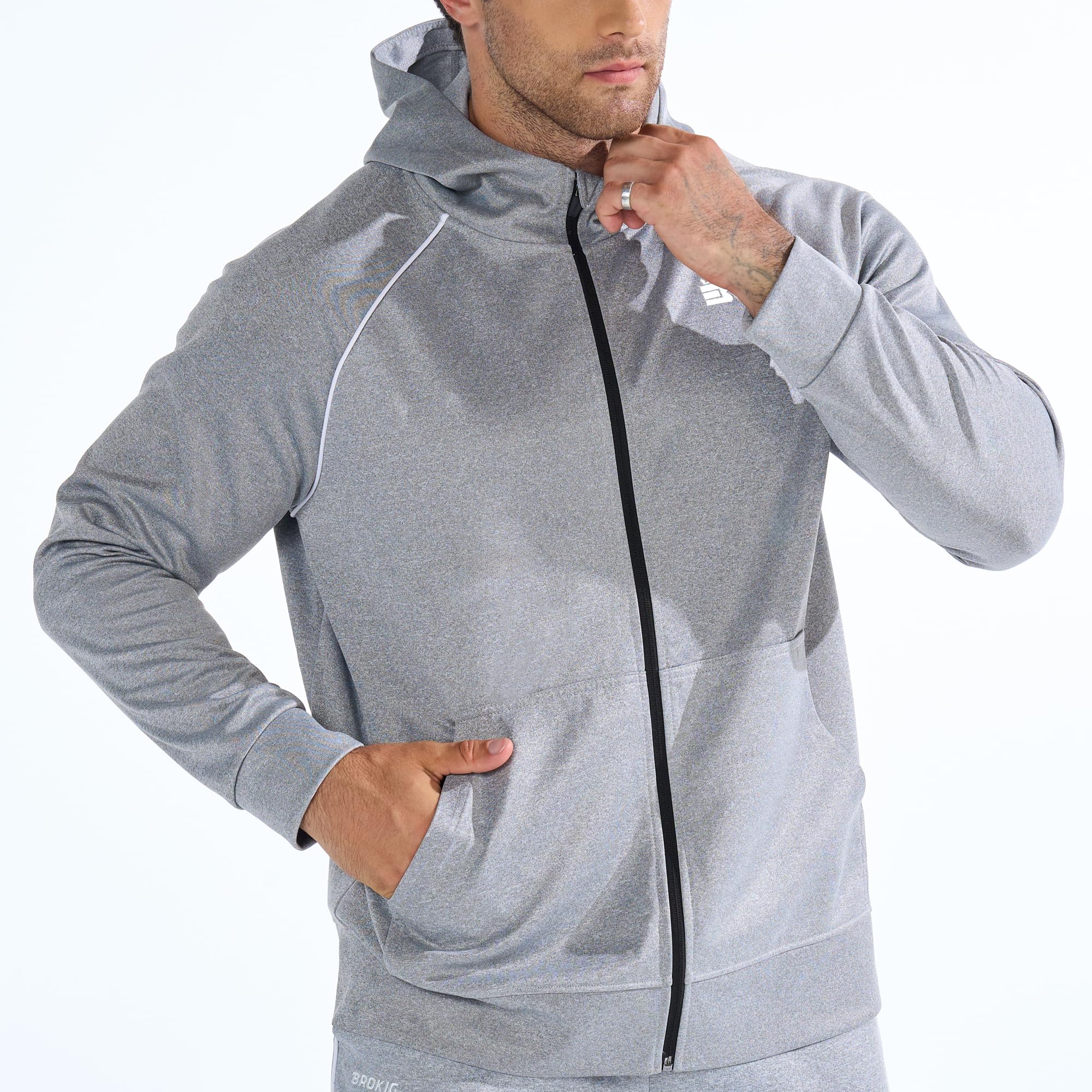 BROKIG Zipplat - Felpa con cappuccio, da uomo, con cappuccio, con cerniera, casual, invernale, con cerniera, per sport, abbigliamento casual