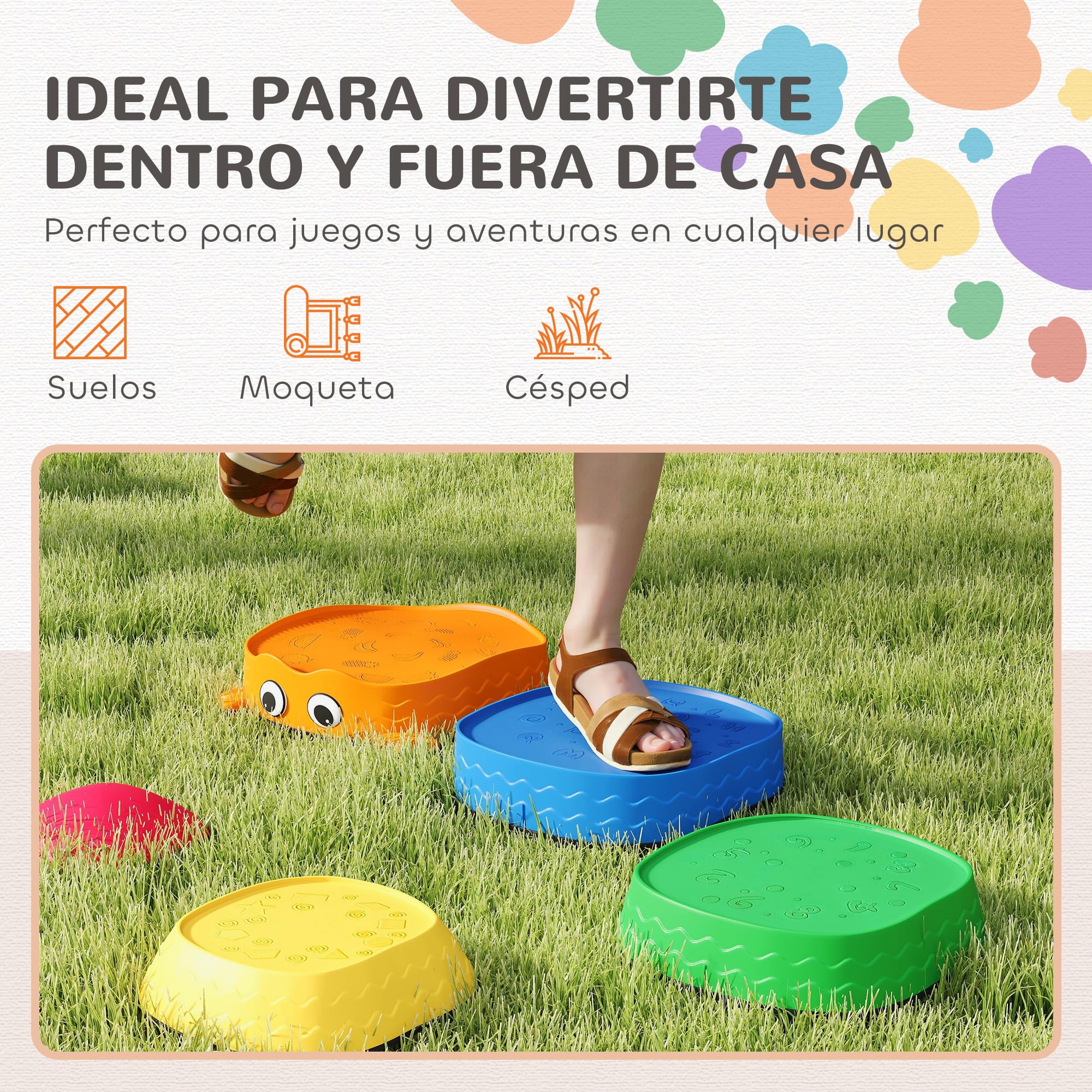 AIYAPLAY Conjunto de Piedras de Equilibrio para Niños Apilables de 5 Piezas Juego de Equilibrio para Niños de +2 Años Forma de Rana Antideslizantes para Interior y Exterior Multicolor
