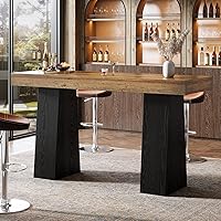 Tribesigns 63-Inch Rustic Bar Height Table - Spacious Counter Height Home Bar with Thickened Top & Sturdy Base for Kitchen, Pub