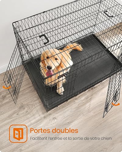 Feandrea Cage pour Chien Pliable avec 2 Portes, 122 x 74,5 x 80,5 cm - 3