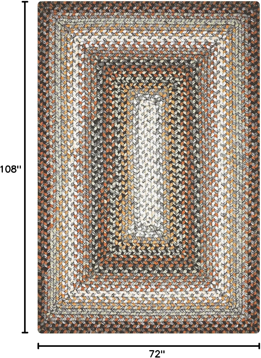 Homespice Midnight Moon Black & Gray Braided Rugs 6x9' - Primitive Style Outdoor Patio Rugs, Soft, Reversible, Pet Friendly and Easy to Maintain - Both Indoor and Outdoor
