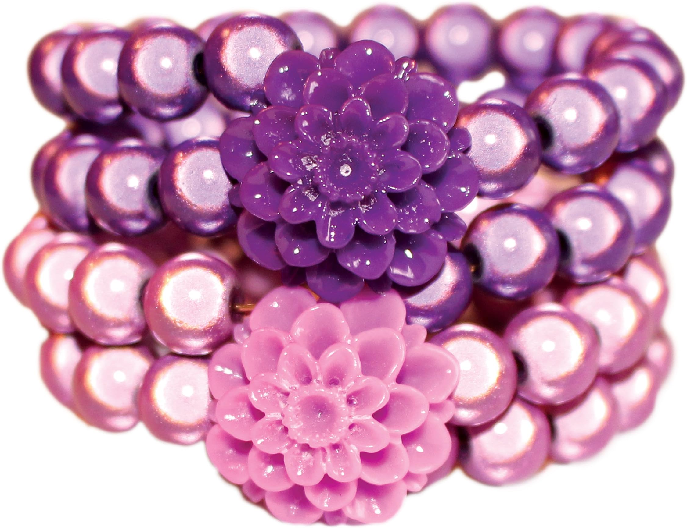 DIY Bead Bracelet Trendy Flower Fun Fashion Jewelry Red/Teal Ninette (purple and rose)