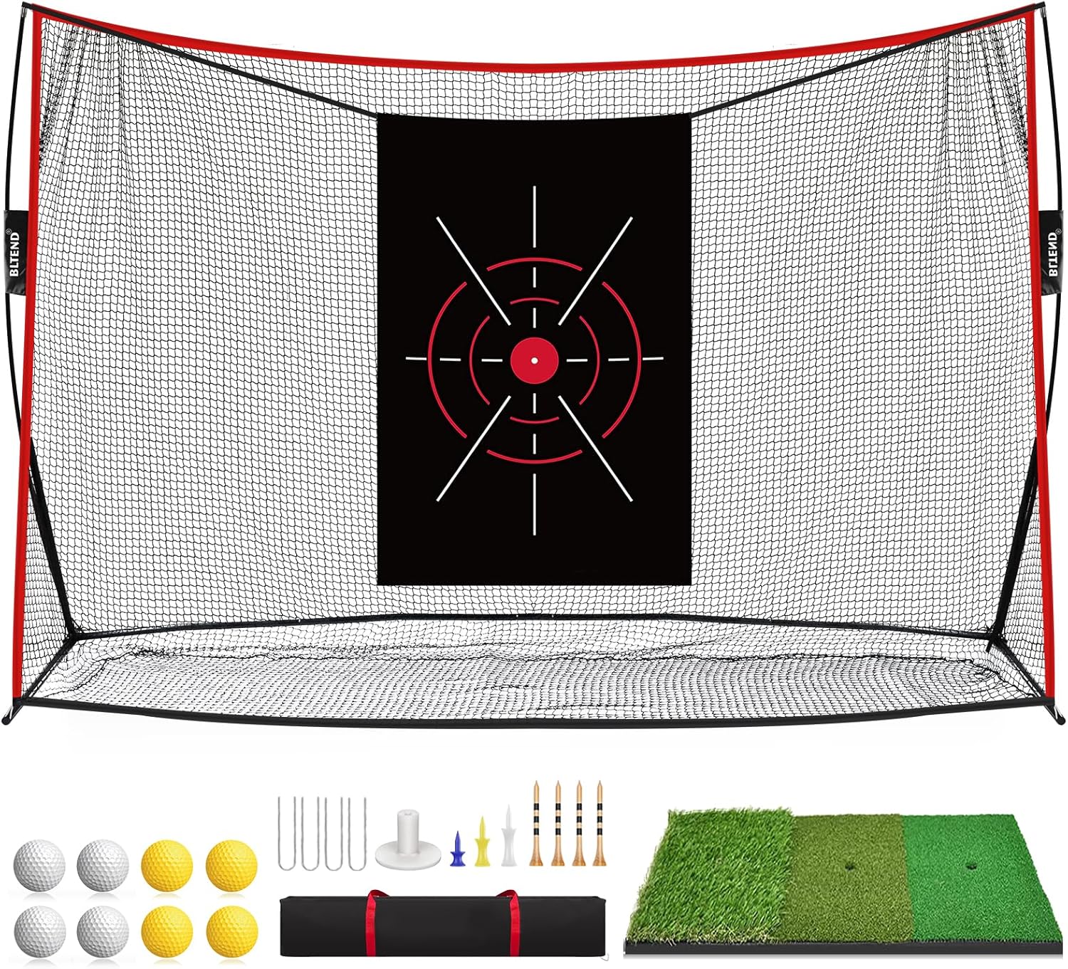 Bltend Golf Net: 10x7ft Golf Practice Nets for Backyard Driving Real Balls, Heavy Duty Golfer Training Net with Mat for Outdoor/Indoor/Garage/Basement Hitting Swing Chipping, Golfer Gift for Men Dad Golf Hitting Net 10X7 FT