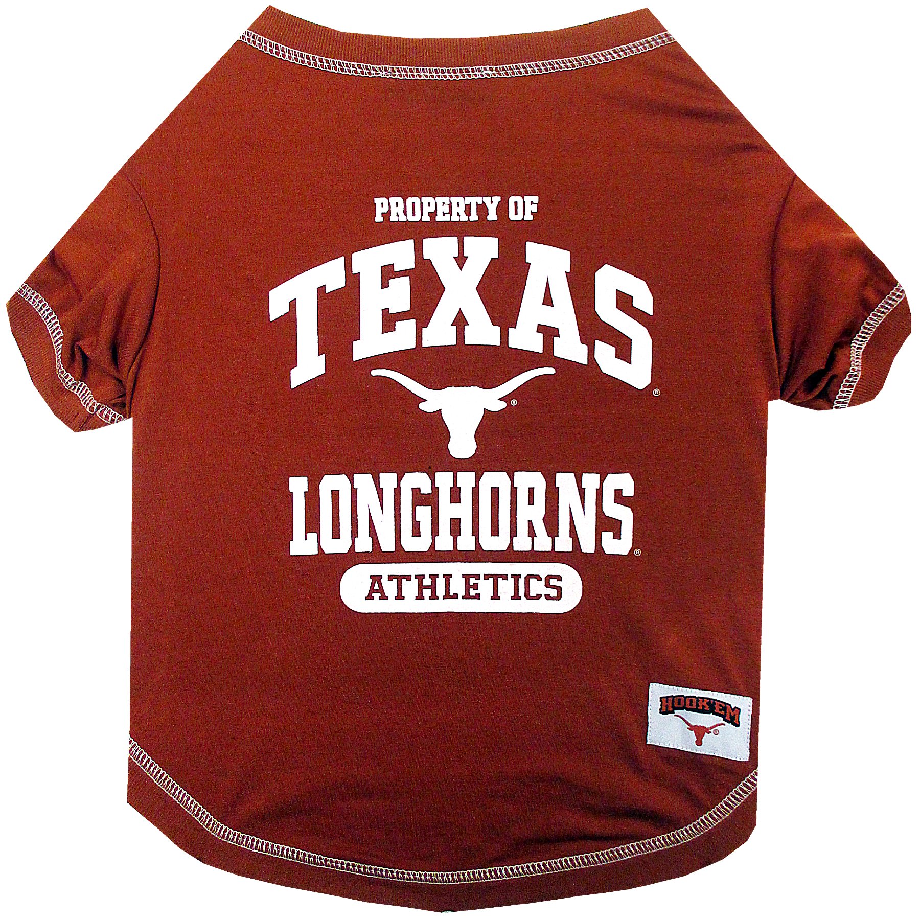 Collegiate TEXAS LONGHORNS Dog T-Shirt, Small. - Licensed Shirt for Pets Team Colored with Team Logos.- Premium Stretchable Materials for the Comfrot of your Dog & Cat.
