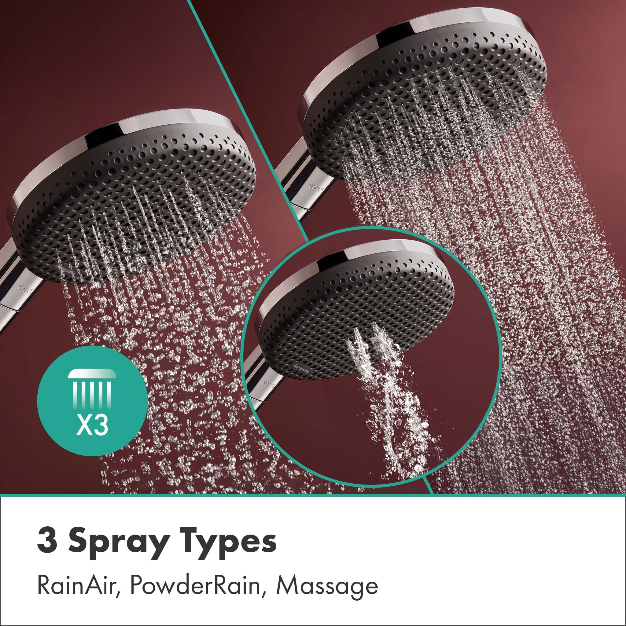 hansgrohe Raindance Alive S Puro - sistema de ducha max. 6 l/min (EcoSmart+) con termostato, ducha lluvia (300 mm) con grifo, ducha de mano, flexo, barra, ducha fija redonda, cromo, 24594000