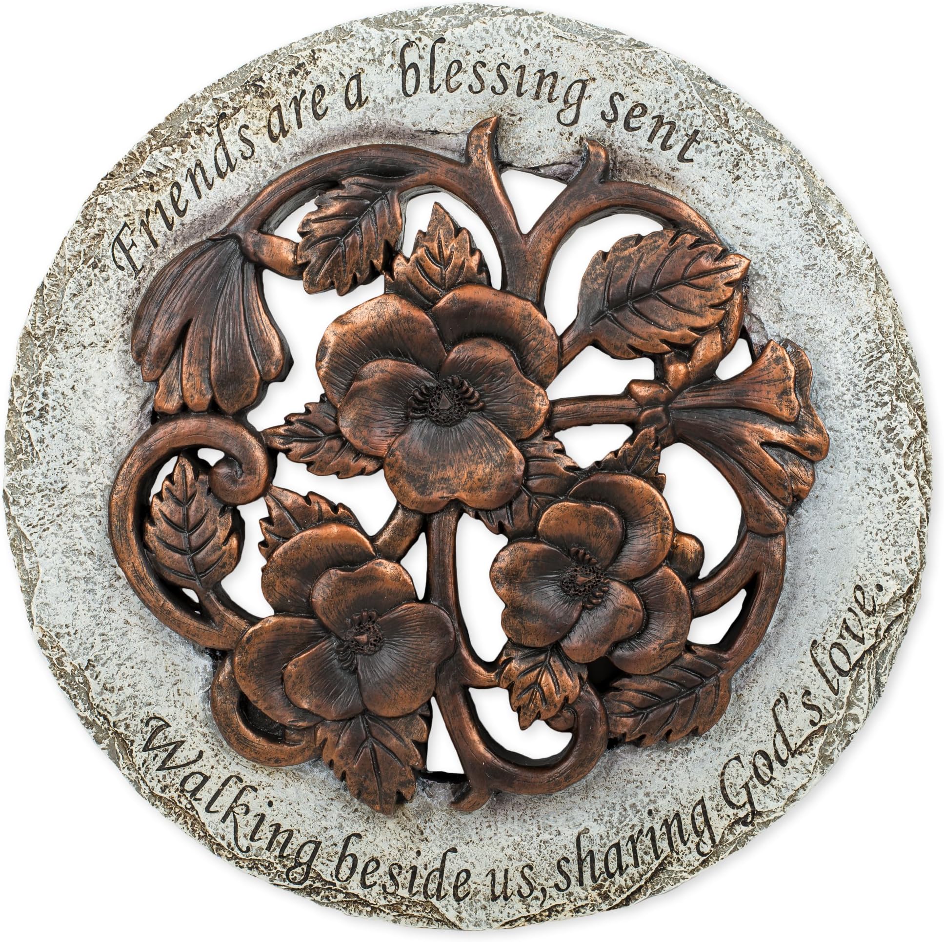 Roman Friends are a Blessing Flower Garden Bronze Finish 12 inch Stepping Stone