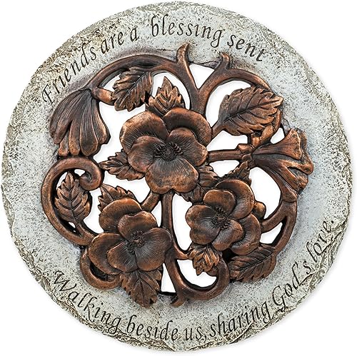 Roman Friends are a Blessing Flower Garden - Piedra escalonada de 12 pulgadas con acabado de bronce