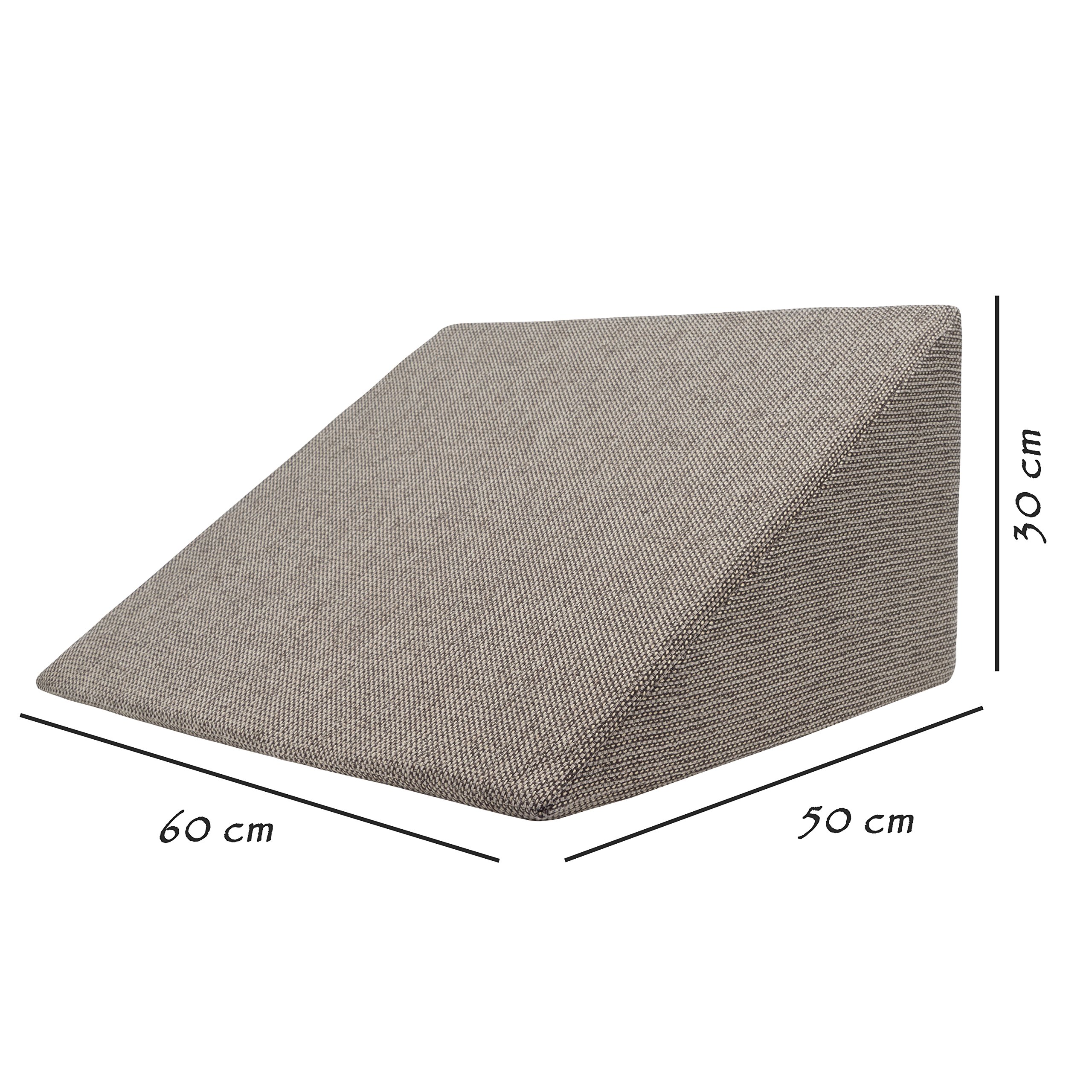 Das Fantastische XL Keilkissen 60x50x30cm - Formstabiles XL Lesekissen für Bett & Couch. Lesekissen mit abnehmbarem & waschbarem Bezug. Vielfältiges Reflux Kissen. Braun