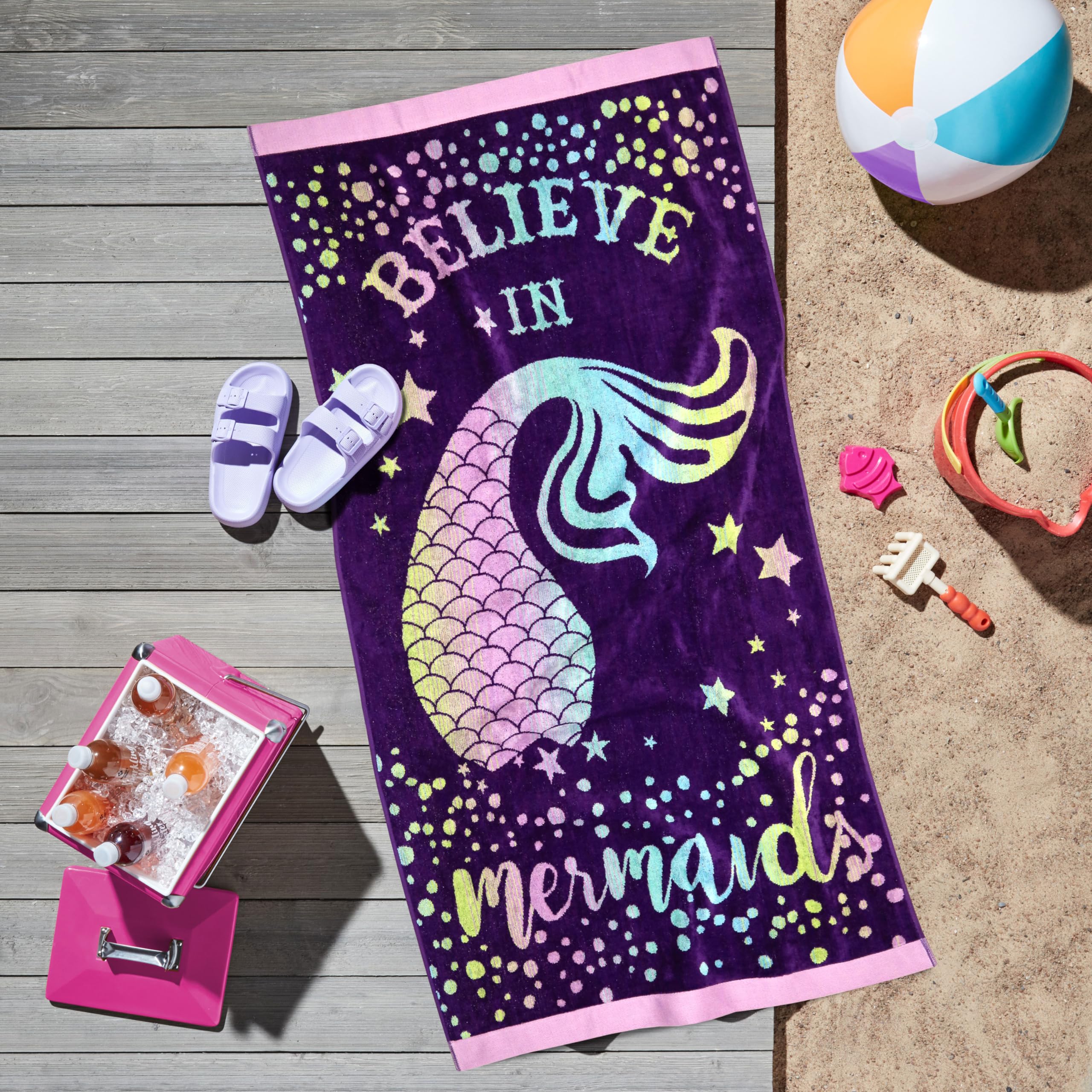 Trident Towels for Bath, Classic Aqua Fashion Towel Collection 1 Piece Bath Towel for Kids, 450 GSM, 100% Cotton Towel, Towels for Men/Women-Believe in Mermaid