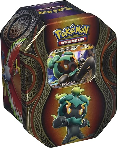 Pokemon TCG Mysterious Powers Marshadow-GX - Juego de cartas coleccionables de estaño 4 paquetes de refuerzo, 1 tarjeta promocional ultra rara,
