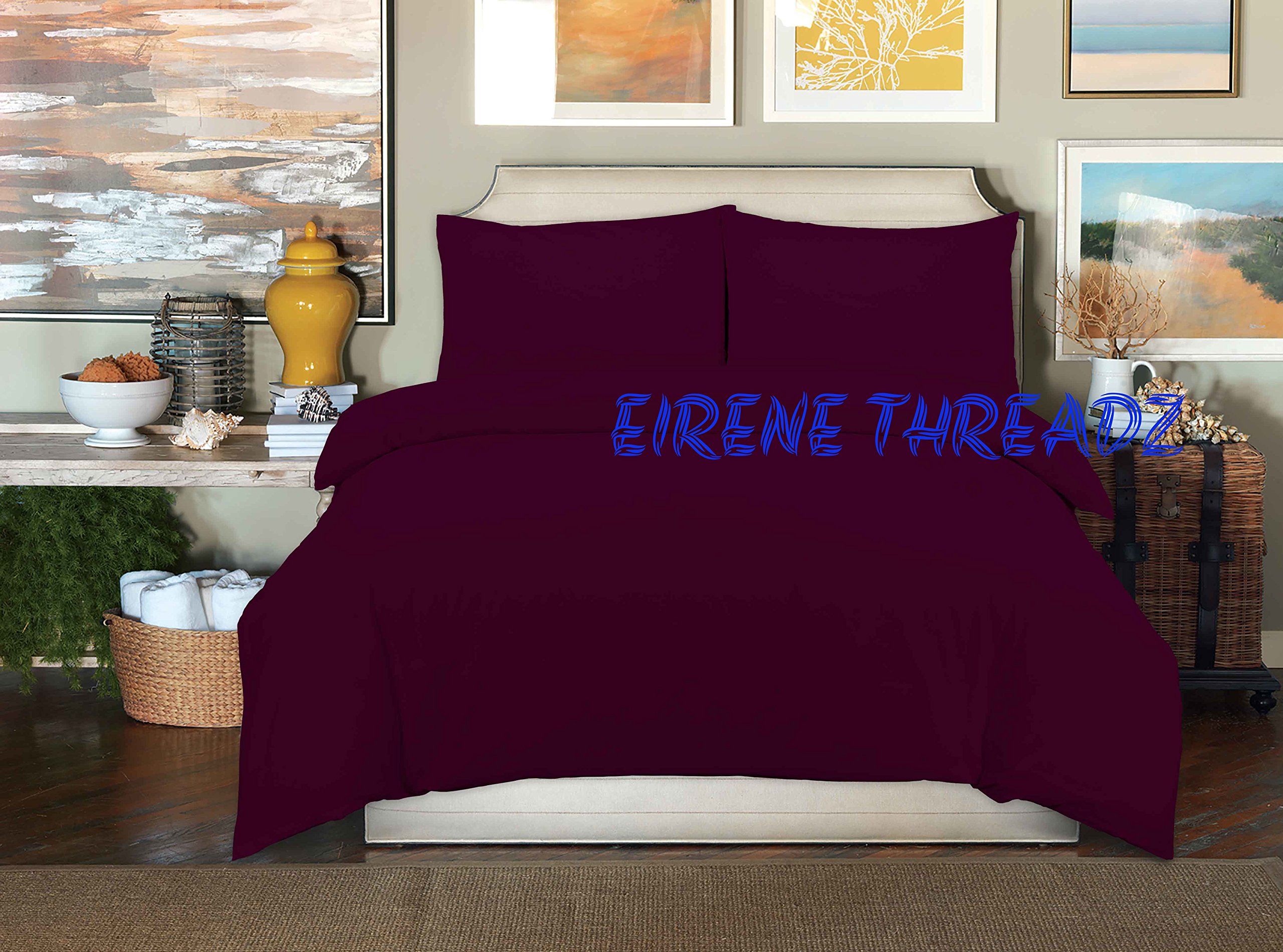eirene threadzDuvet Cover Set With Pillow Cases Berry / Aubergine Colour Polycotton Fabric King Size