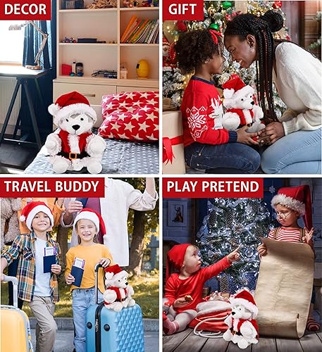 Miniatura 4 de DolliBu Peluche de lobo de Papá Noel, súper suave, disfraz de animal salvaje con traje de Papá Noel rojo, lindo regalo de vida silvestre, vacaciones