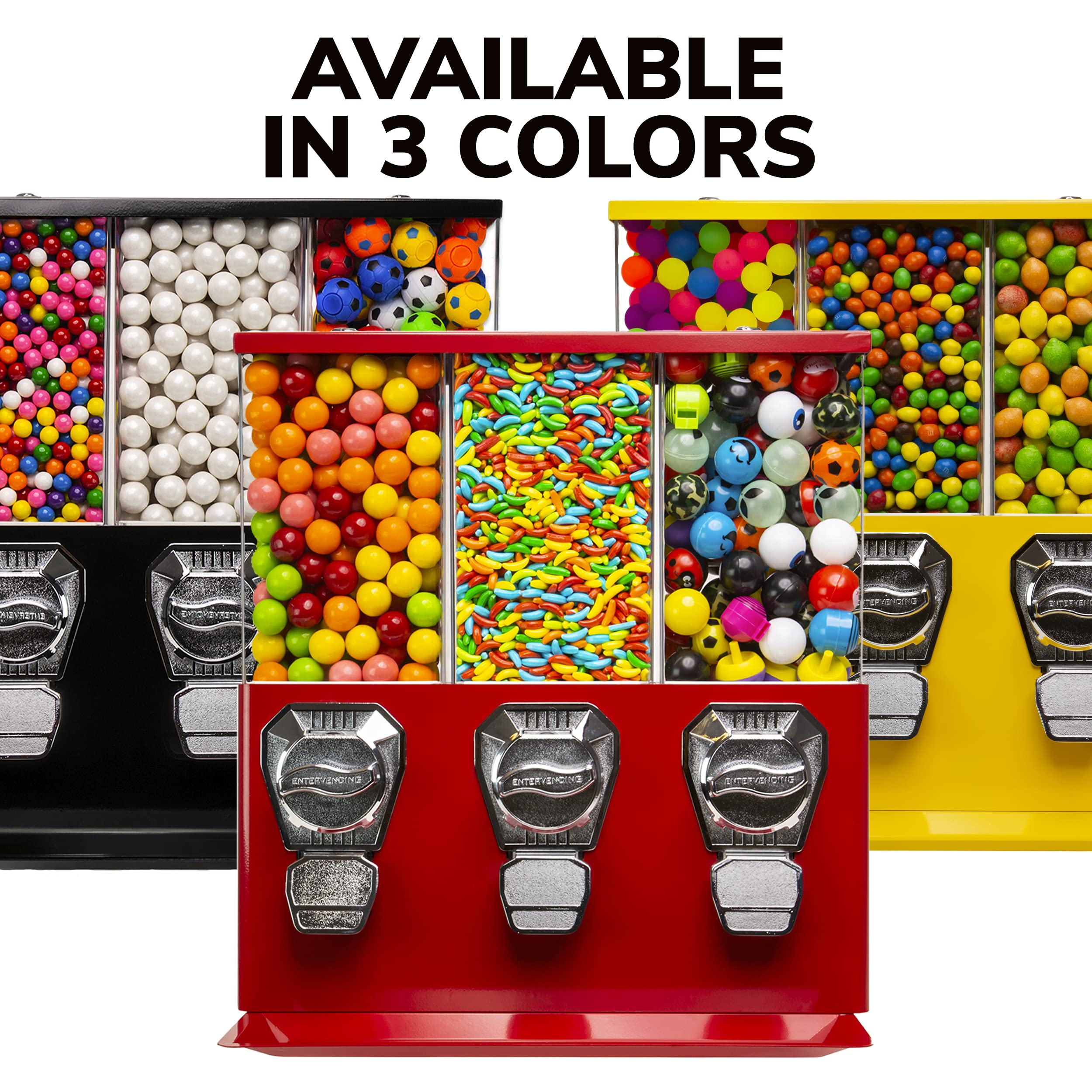 Buy Vending Machine Commercial Gumball and Candy Machine with Stand Red Triple Vending
