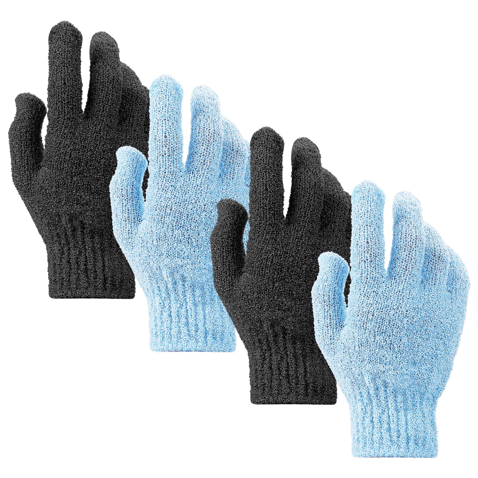 Sibba 2-in-1 Shower Gloves - Natural Loofah Exfoliating Wash Gloves for Body & Face, Dead Skin Remover, Double Sided Microfibre