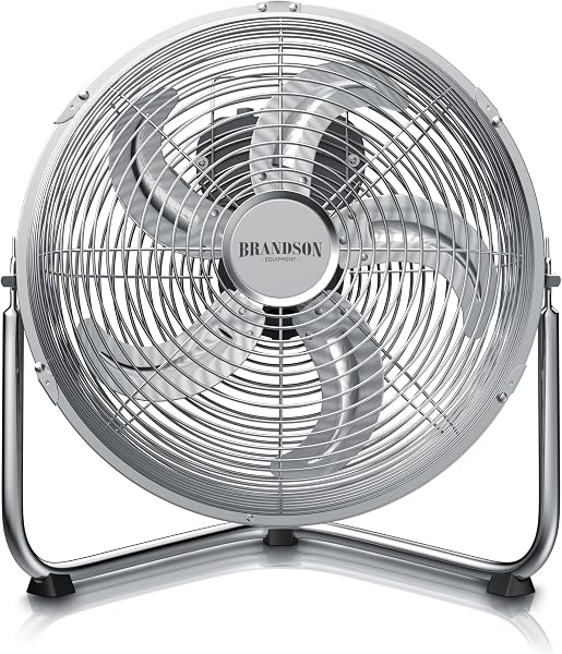 Brandson Ventilateur de Sol Design Rétro - 30 cm de Diamètre, Métallique, 3 Vitesses (Faible, Moyenne, Haute) - Débit d'Air Élevé - Inclinable à 120°, Rétro Chromé - 1