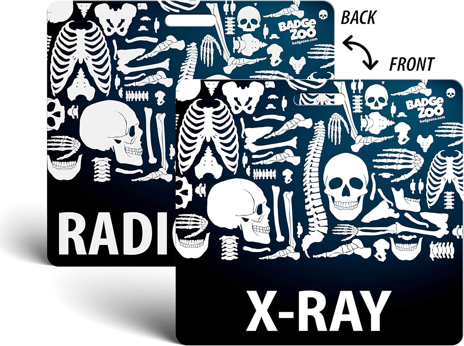 X-Ray/Radiology Badge Buddy - Black - Skeleton Themed - Radiology Horizontal Badge Id Card - By BadgeZoo (20)