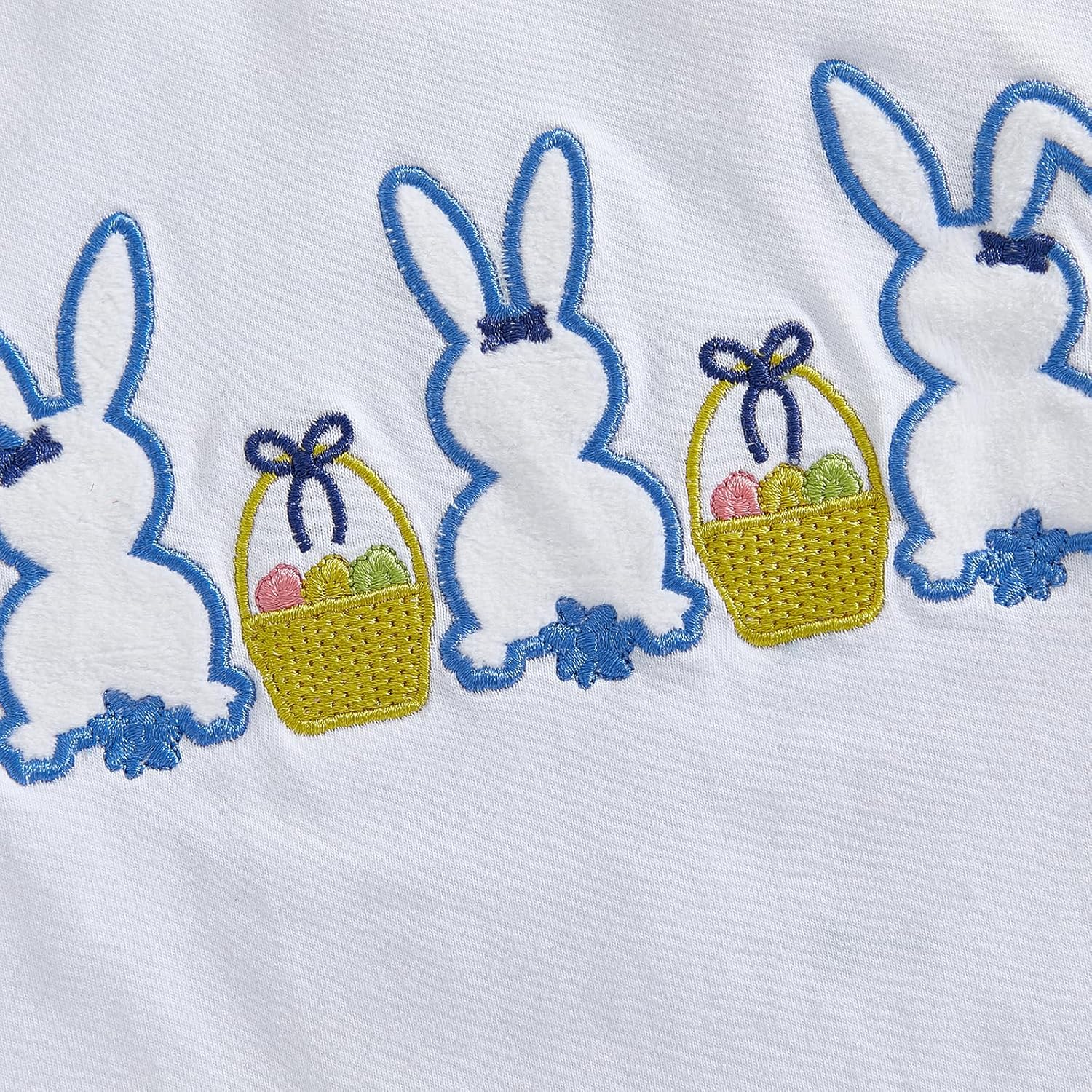 Toddler Baby Boy Easter Outfit Short Sleeve Rabbit Embroidery Tops Plaid/Striped Wide Leg Pants Infant Bunny Clothes - Image 5