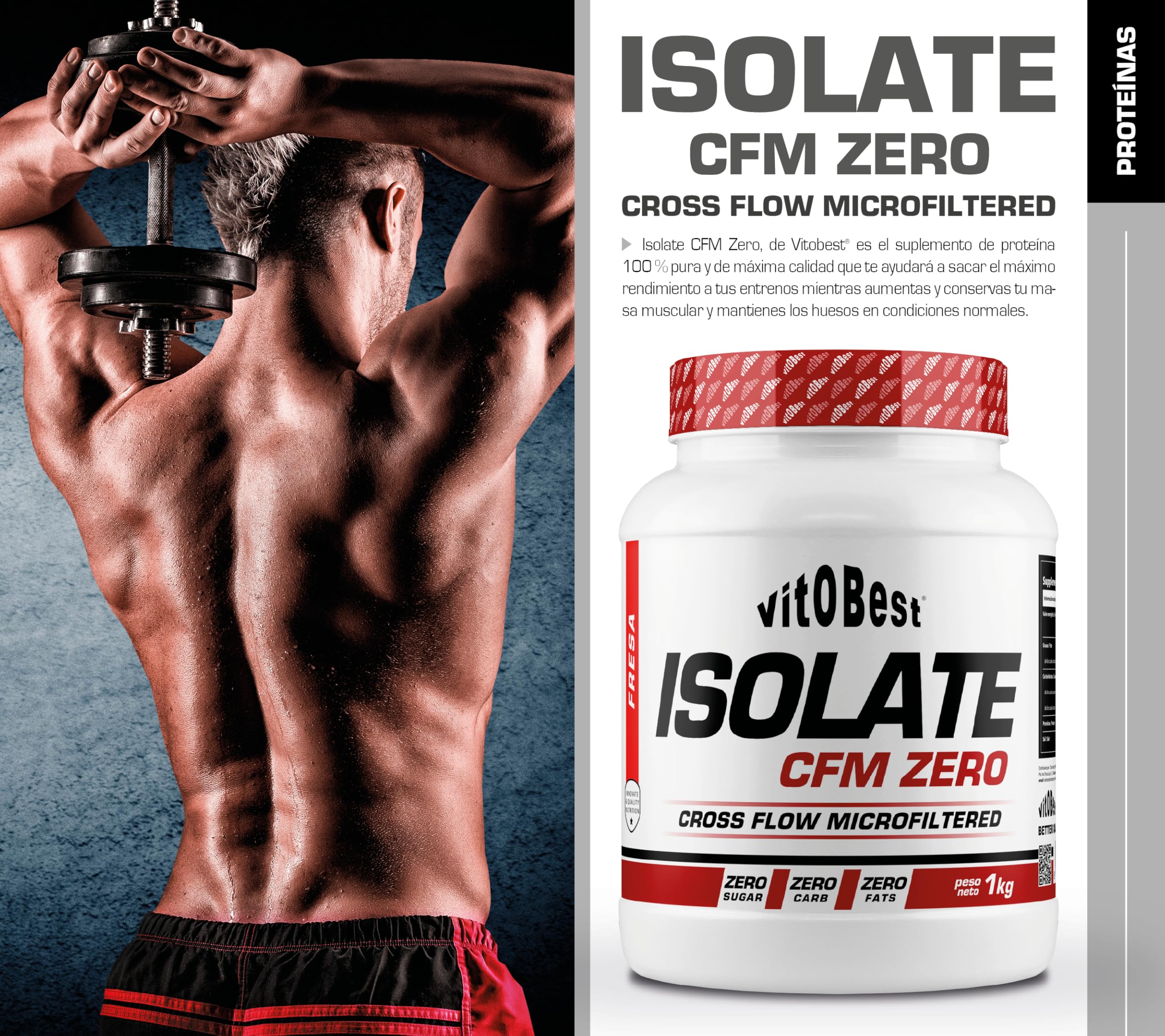 VITOBEST | Proteína Isolate CFM Zero | Ayuda a crear y conservar la masa muscular. Ideal para un aislado puro de proteína | Sabor Vainilla - 2 kg