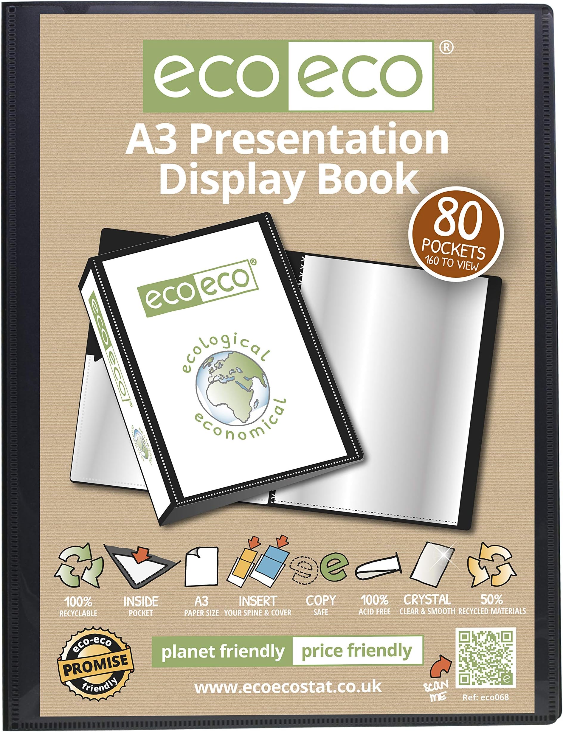 A3 Display Book 80 Pockets Black Presentation A3 Display Book Folder