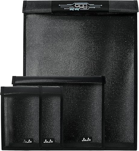 JXE JXO Paquete de 4 bolsas Faraday de grado militar, bolsa Faraday para computadoras portátiles, tabletas y teléfonos, bolsas Faraday a prueba de