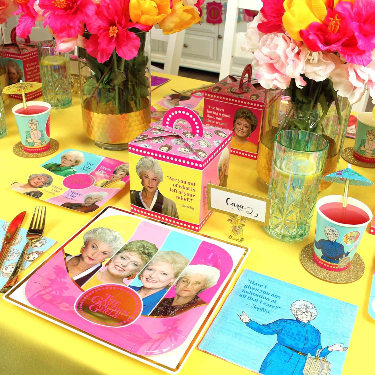 Golden Girls Party Supplies (Standard for 16) Golden Birthday Party Pack, 83 Piece Set, by Prime Party : Home & Kitchen