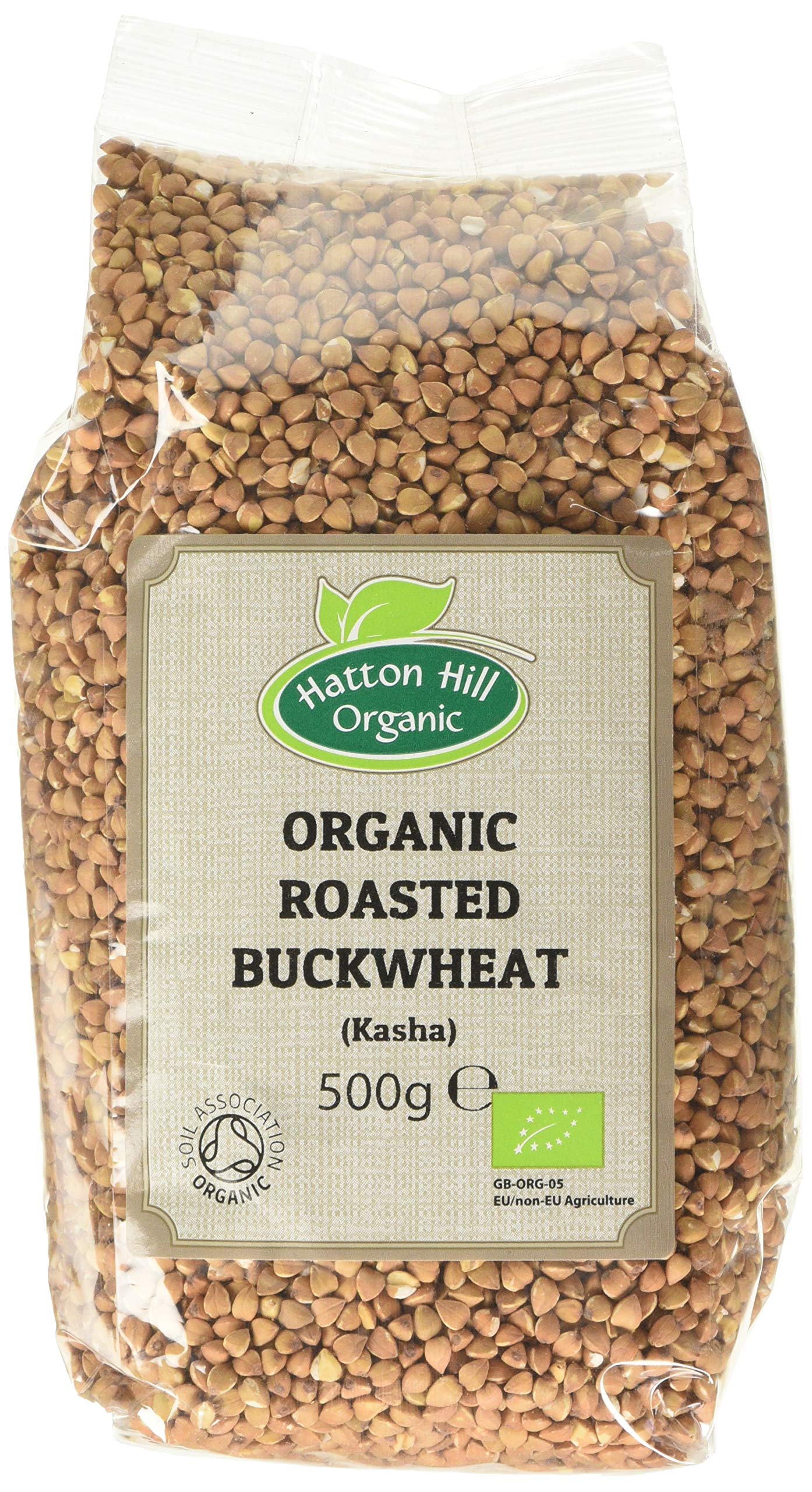 Organic Roasted Buckwheat (Kasha) 500g by Hatton Hill | Whole Grain, Roasted, Non-GMO, Certified Organic by SOIL Association