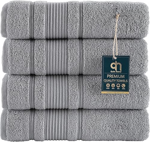 Qute Home - Juego de 4 toallas de baño, 100% algodón turco prémium, toallas turcas de alta calidad para baño, de secado rápido, suaves y