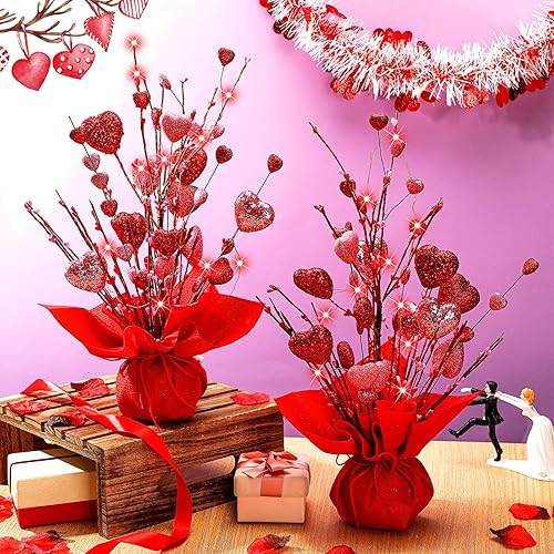 Miniatura 9 de Ganeen 2 piezas de árbol de otoño de Acción de Gracias de 18 pulgadas con pequeña cadena de luz, funciona con pilas, árbol de calabaza iluminado