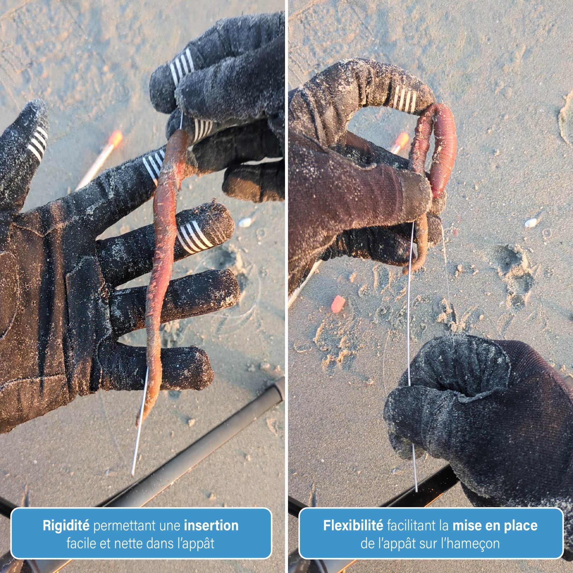 F2M - Pack pêche en surfcasting - Lot de 2 Rouleaux de Fil à ligaturer Les appâts + 1 Boite de 5 Aiguilles à locher Les vers