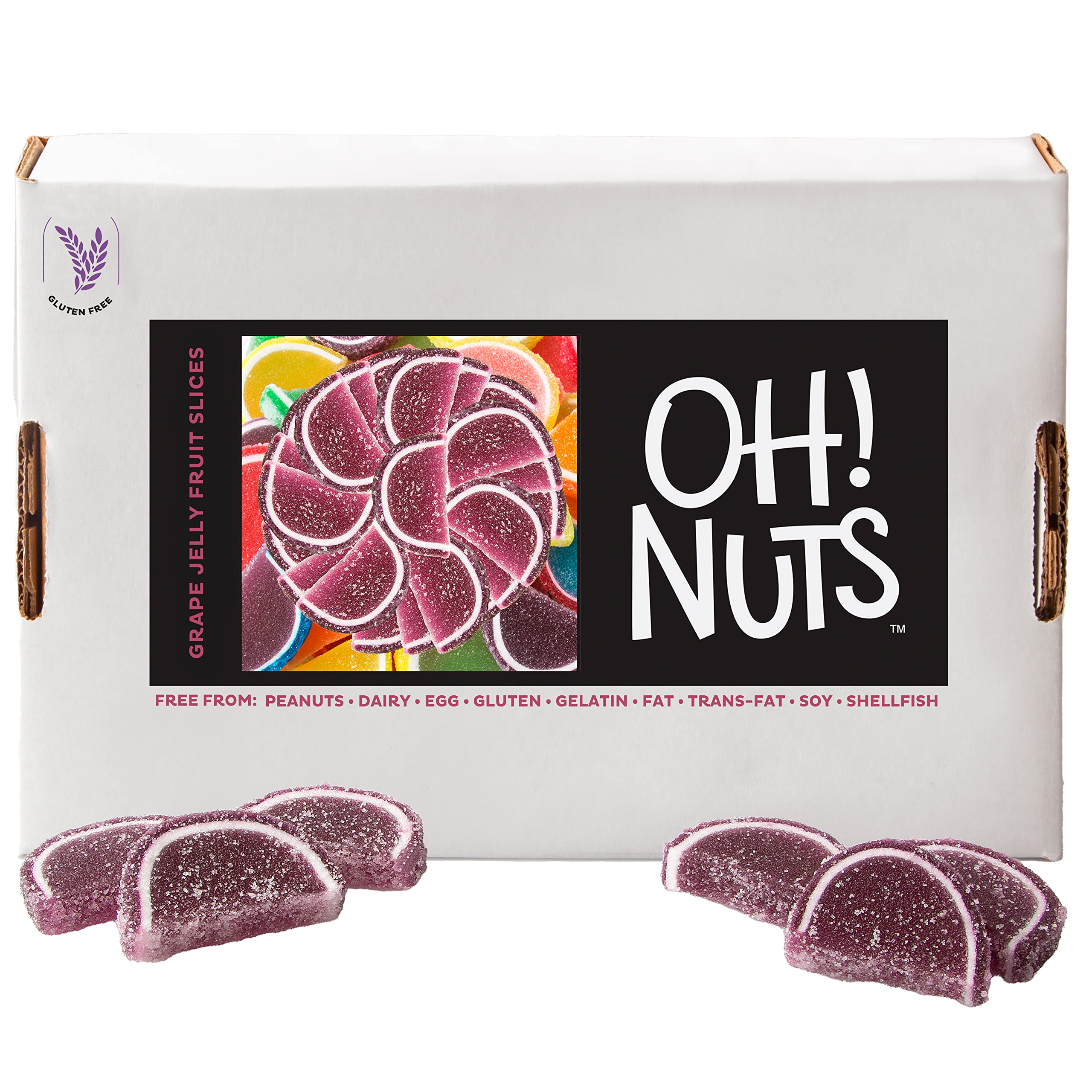 Oh! NutsGrape Jelly Fruit Slices Sugar Candy - 5 LB Bulk Bag - Traditional Old Fashioned Chewy Gummy Sweet Confectionery - Gluten-Free, Kosher Certified Pareve (150 CT)