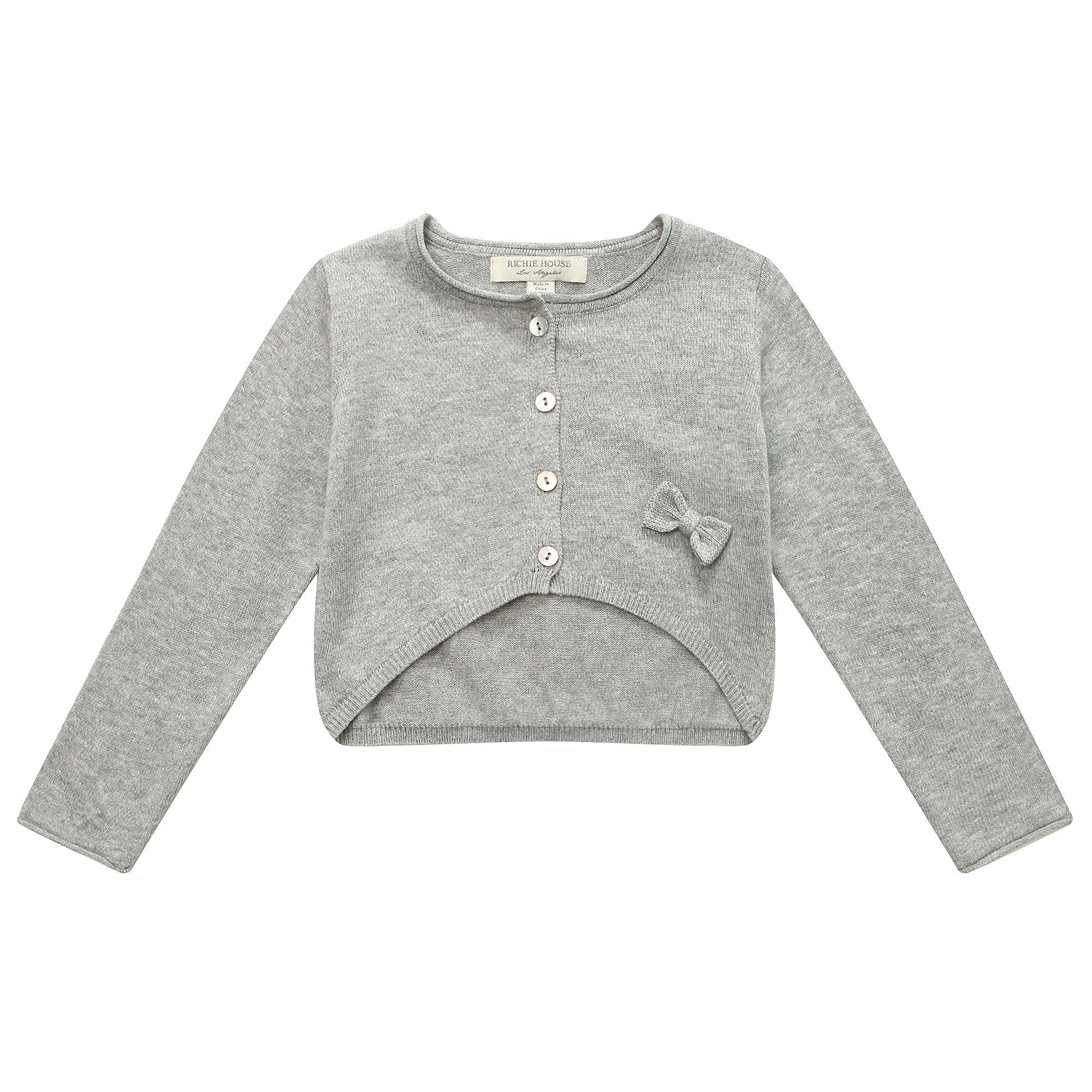 Richie House Little Girls' Cardigan with a Small Bow Rh1106