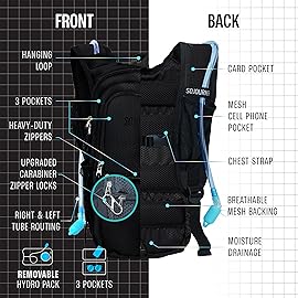 Black Hydration Pack - Hydration Backpack - Hydropack with 2L Bladder - Water Backpack for Festivals, Hiking, Running, Biking and More