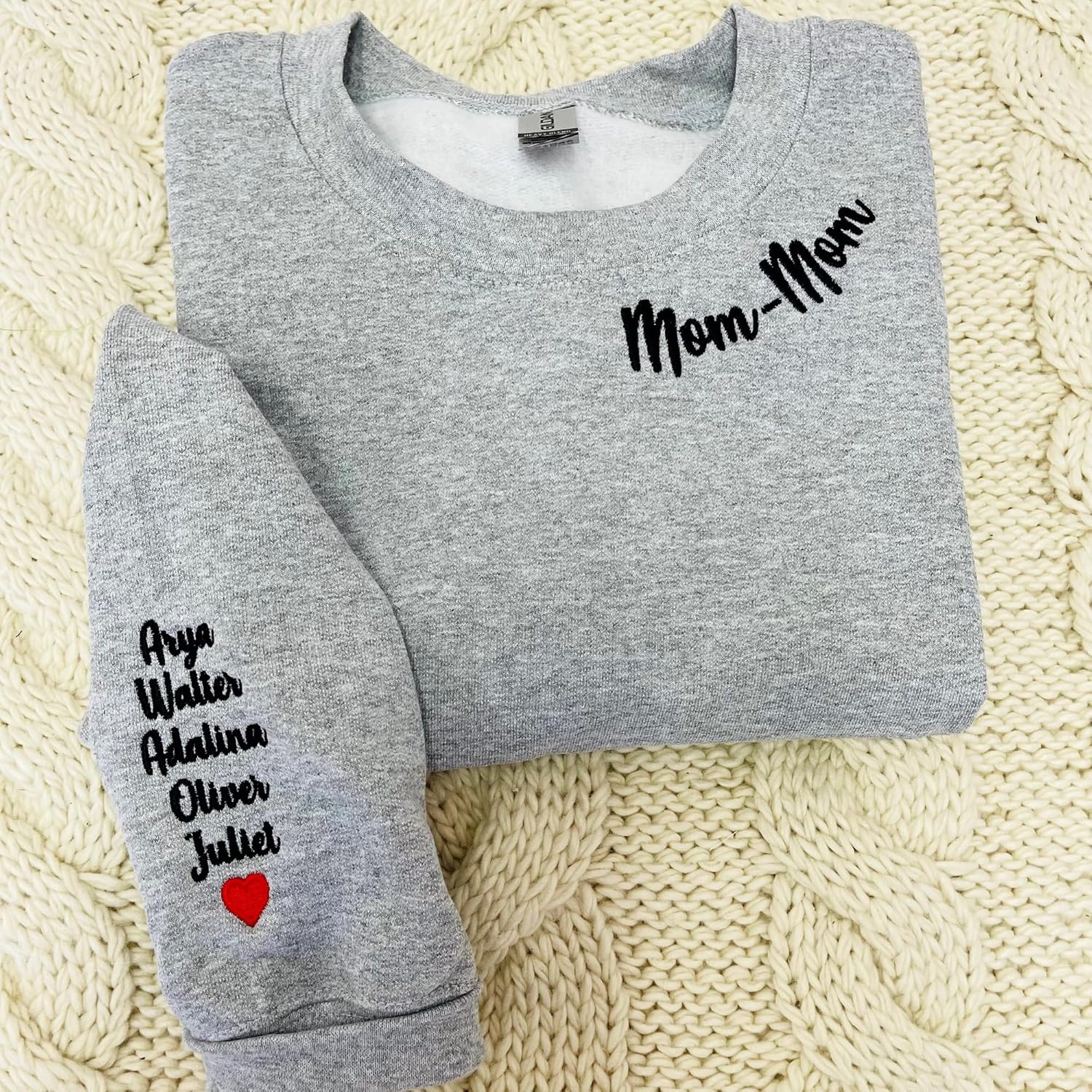 NAZENTI Custom Embroidered Grandma Sweatshirt with Kids Name on Sleeve, Mothers Day Shirts, Grandma - Image 6