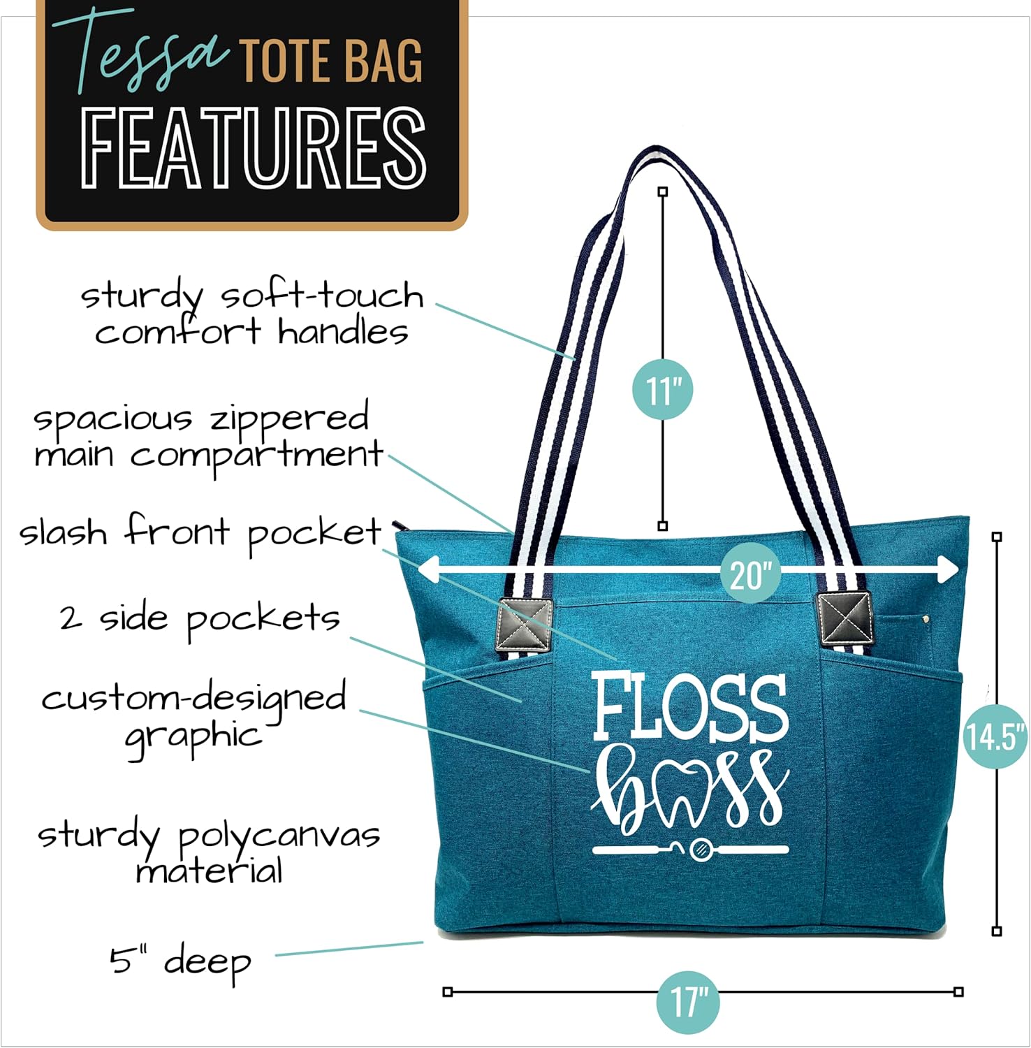 Brooke & Jess Designs Dental Assistant Gifts - Dentist Tote Bags Clinical Bag Gifts for Women Dentist