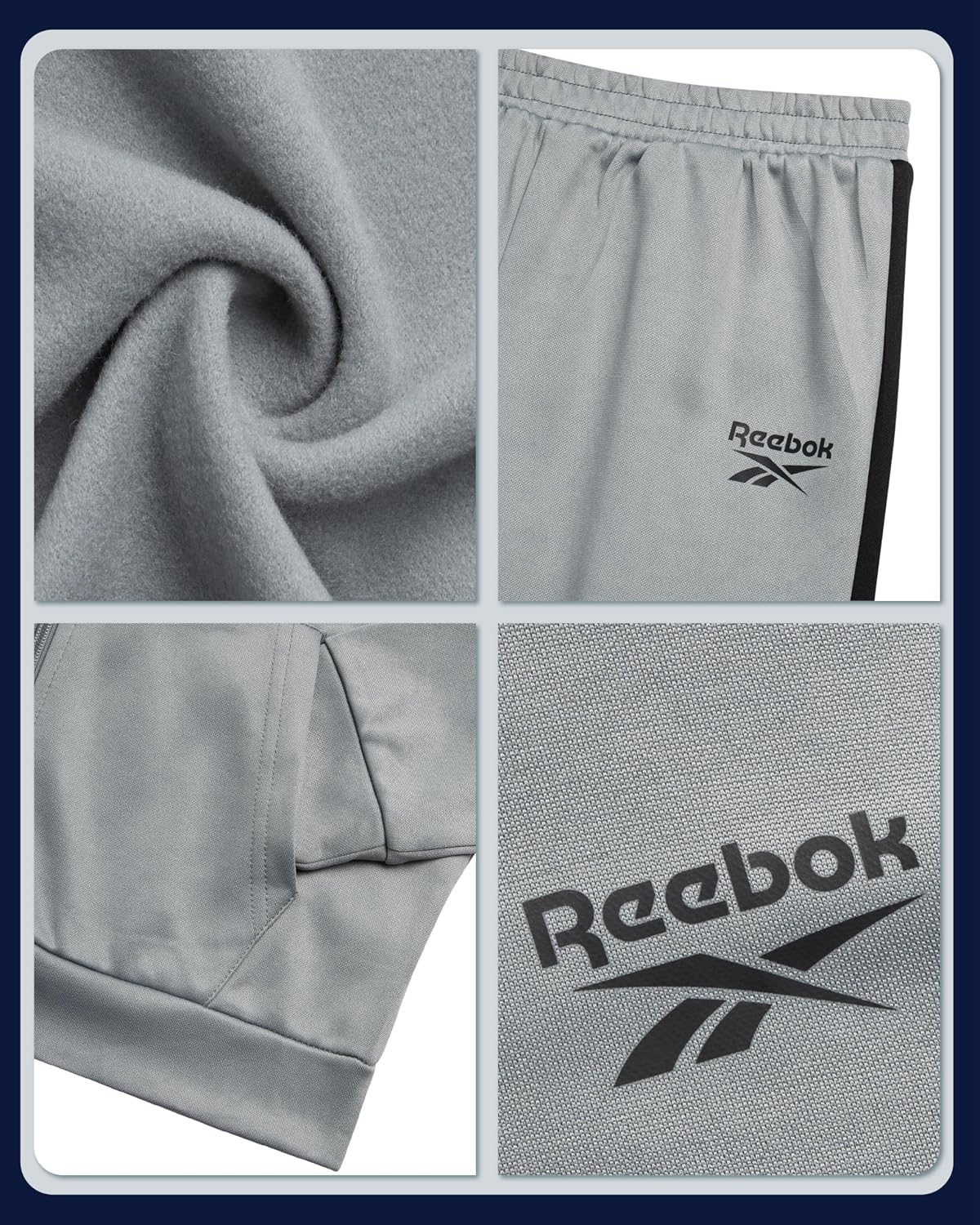 Reebok Toddler Boys Tracksuit Set - 2 Piece Athletic Tricot Full Zip Up Track Jacket and Boys Sweatpants Playwear Joggers Set