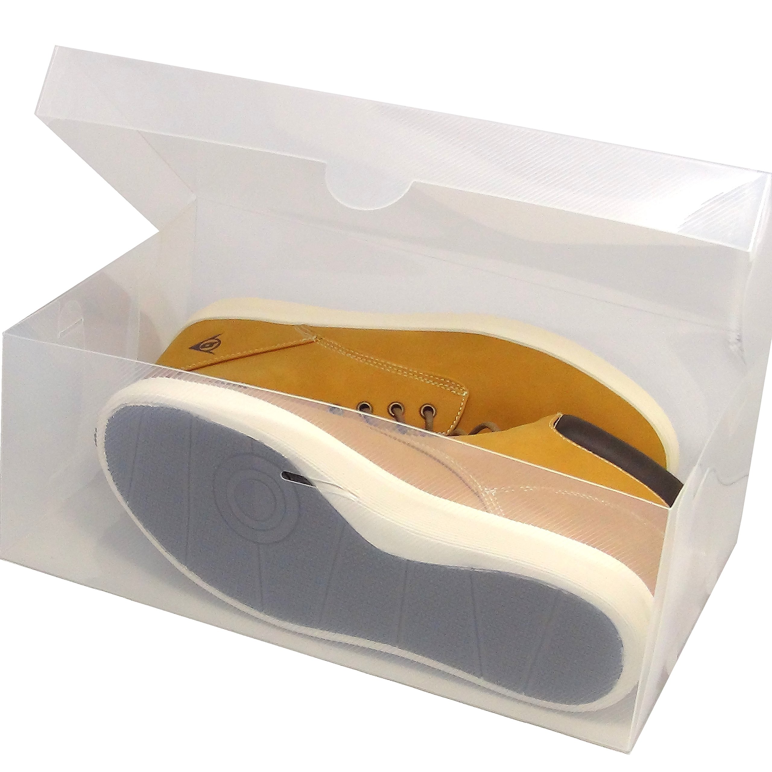 DynaSun 30x PP435 XXL Box Porta Scarpe Trasparente Uomo Donna in Contenitore Salvaspazio Portascarpe Storage Impilabile Pieghevole