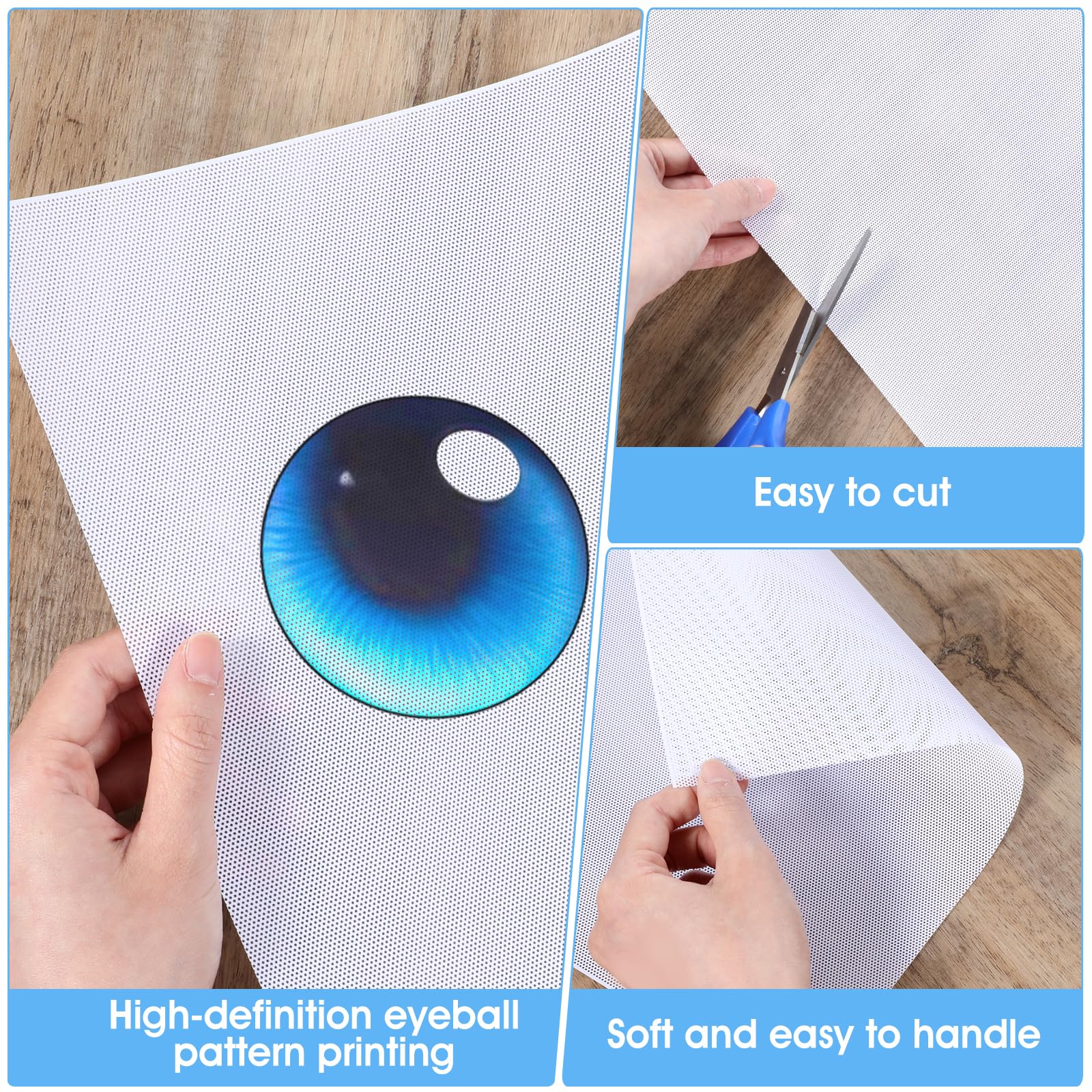 DIY-Fursuit-Augen-Set Mit PVC-Netz & Filz - 8 Bögen, Wasserdicht & Bedruckbar