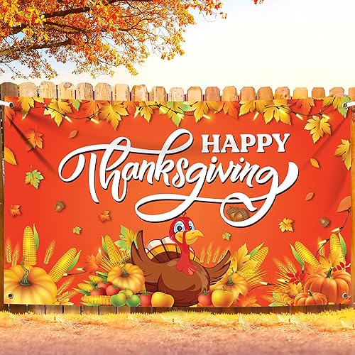 KatchOn, Cartel de Feliz Acción de Gracias, grande, 72 x 44 pulgadas, telón de fondo de feliz día de gracias para decoraciones de pancarta de Acción